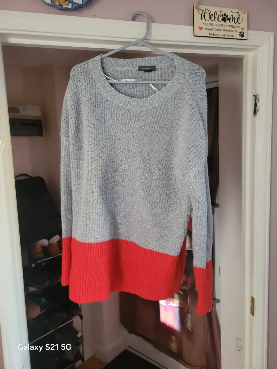 Grey and red jumper