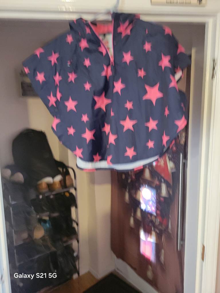 navy pink stark poncho