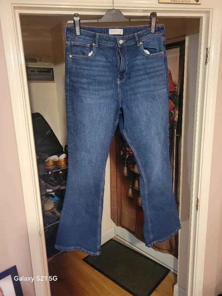 womens flared jeans blue