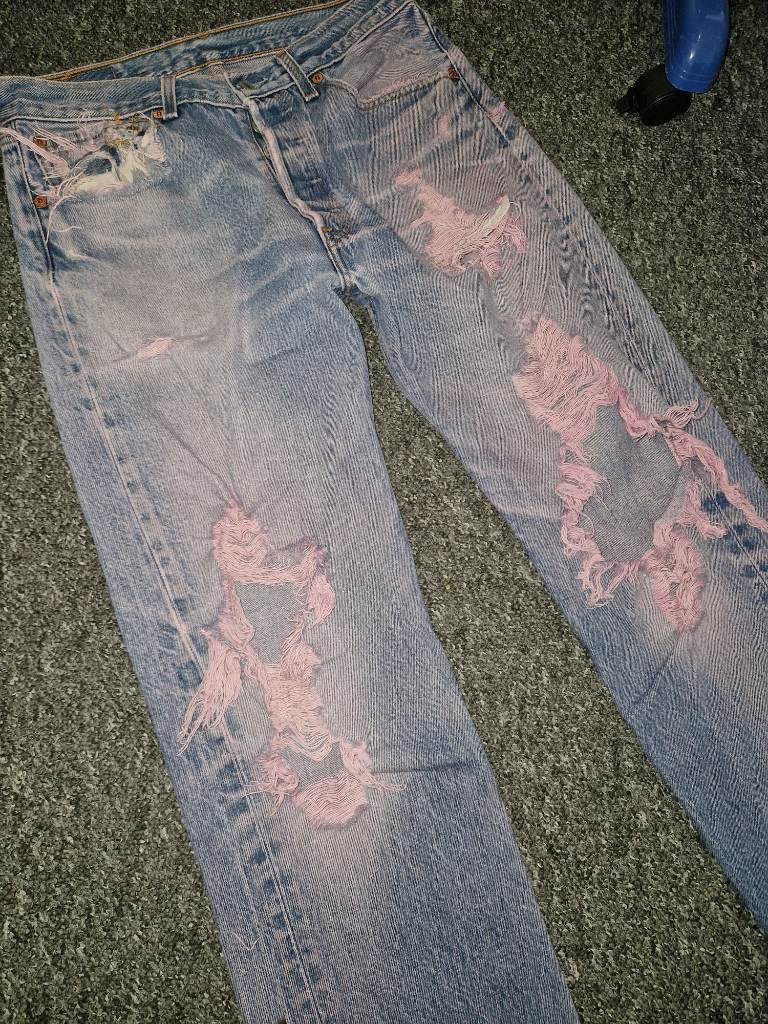 Levis 501 Denim Jeans Vintage Distressed