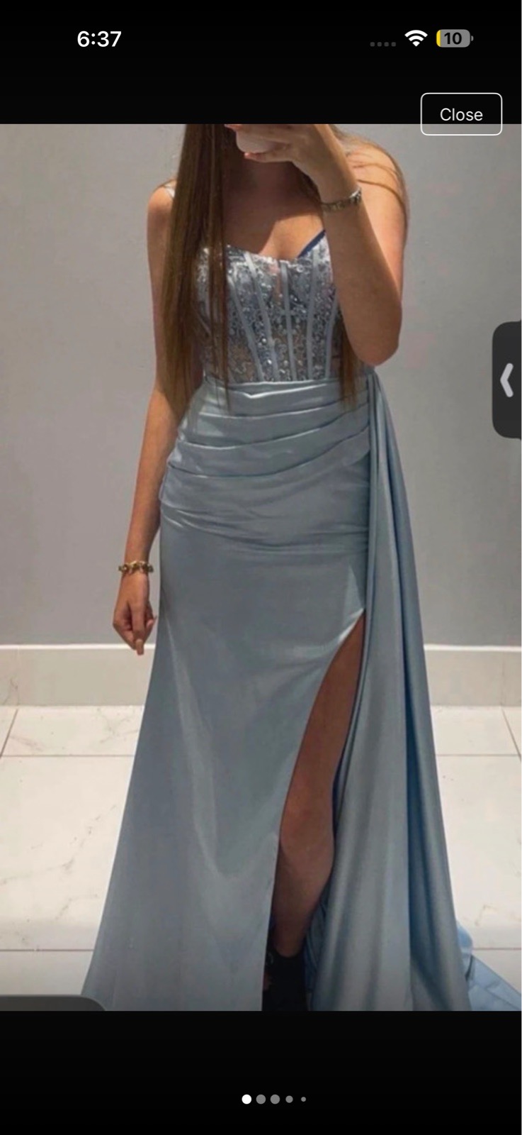 baby blue RCR exclusive prom dress.