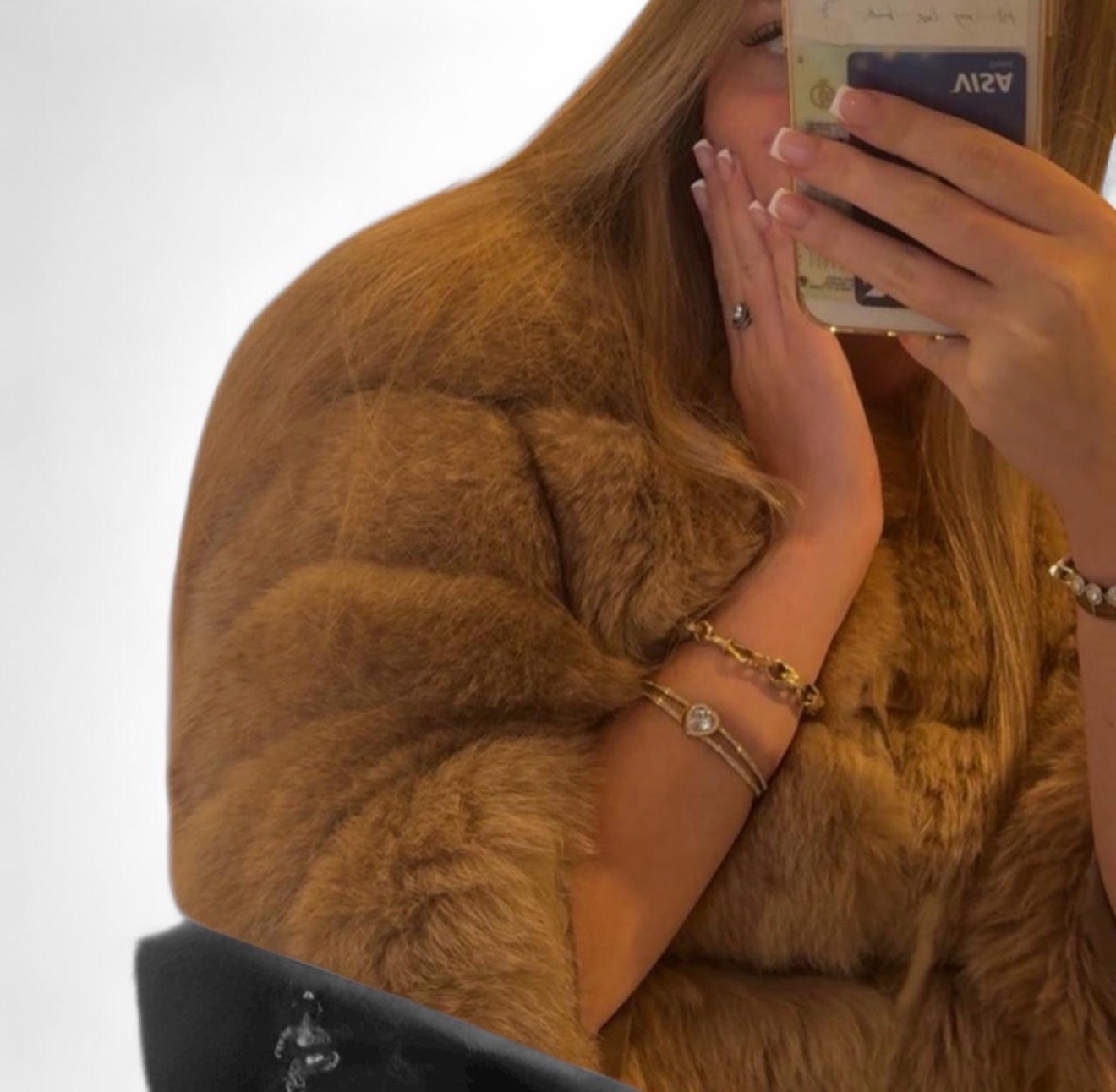 XS beige faux fur jacket