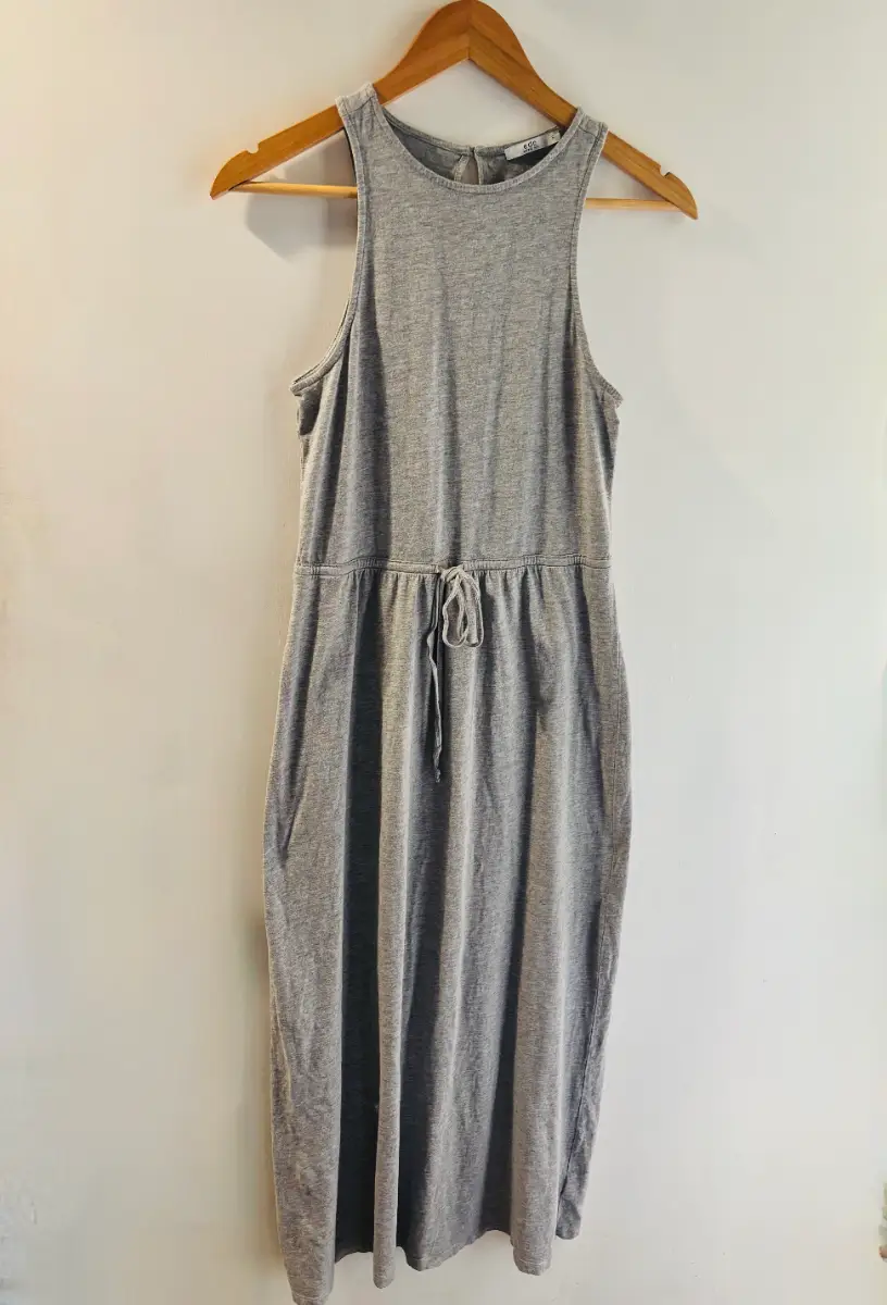 EDC By Esprit Grey Marl Sleeveless Cotton Blend Drawstring Waist Maxi Dress,Size-Small