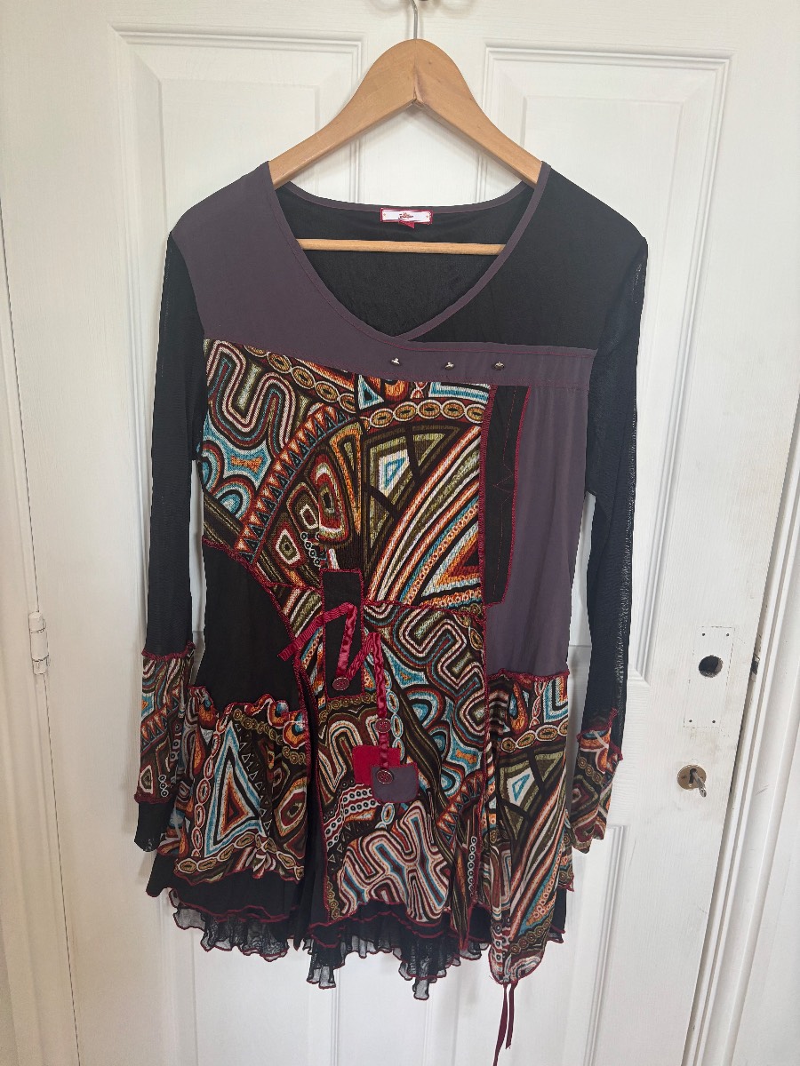 Y2K Joe Browns Boho Patchwork Dress Size 12 Fairycore Whimsigoth Festival