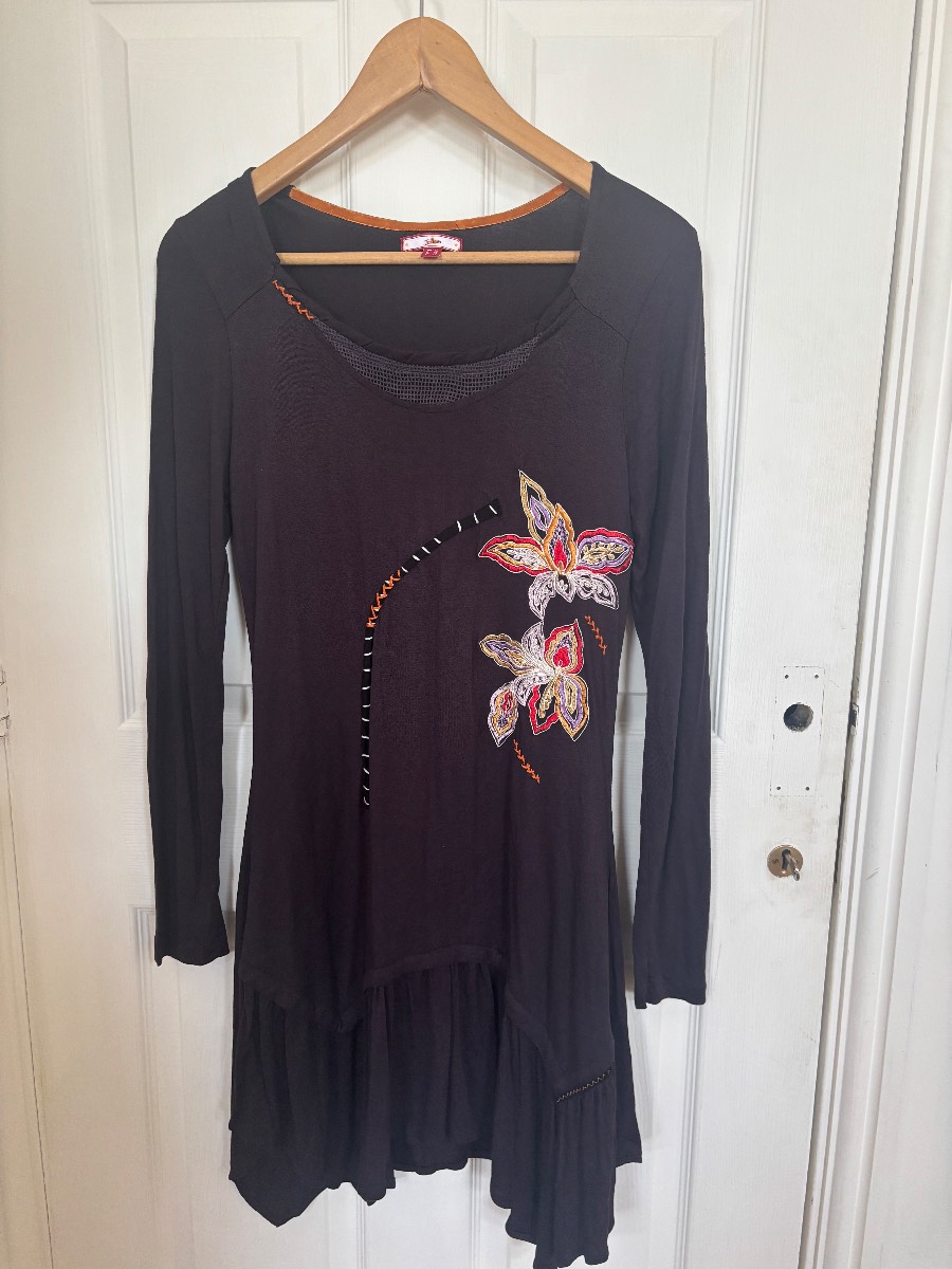 Joe Browns Embroidered Floral Tunic Top UK 12 Boho Fairy Grunge Whimsigoth