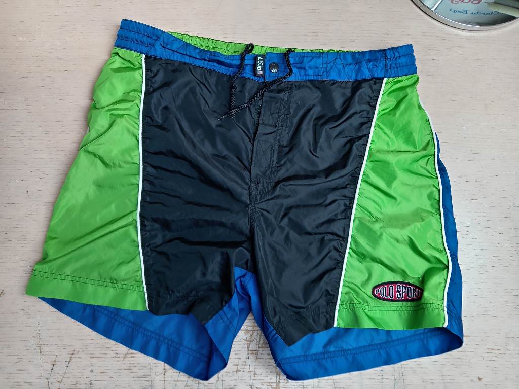Vintage Polo Sport Ralph Lauren Swim Shorts Mens M 34" Waist Y2K 90s Neon Colour Block