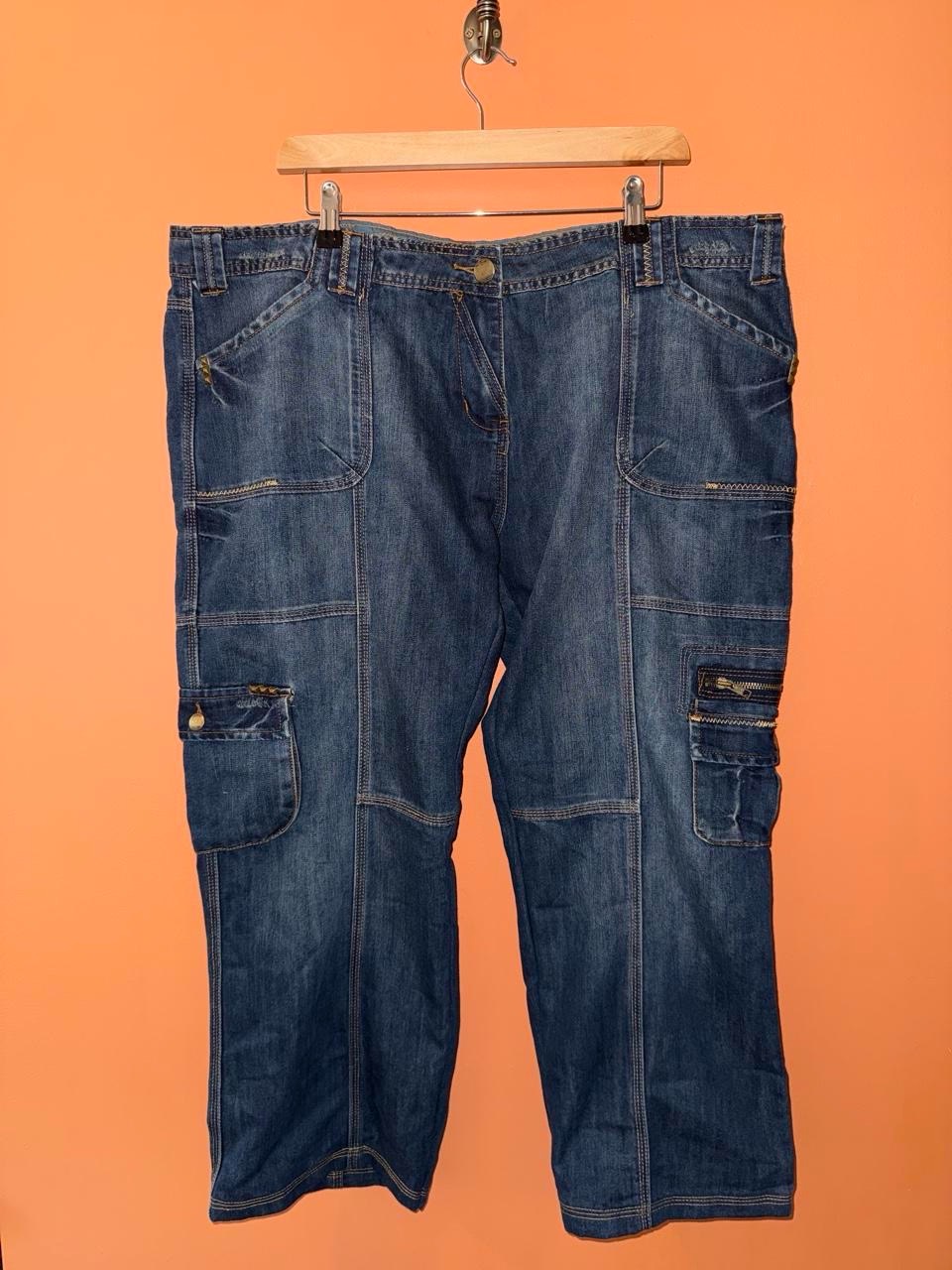 Vintage Y2K TU Jeans Dark Navy Studded Cropped Denim Jeans Women’s UK 20