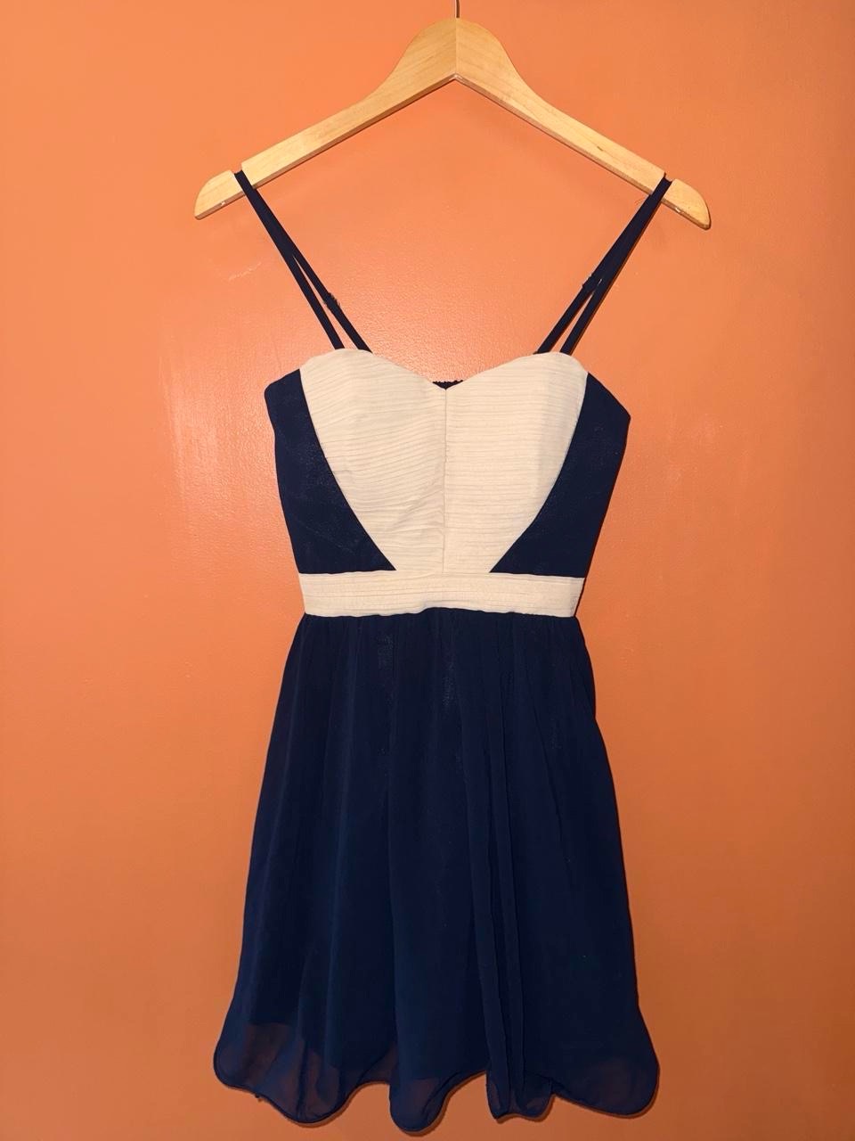 Vintage Y2K Mesh Cami Dress Flowy With Heart Pattern Navy / White Women’s Small