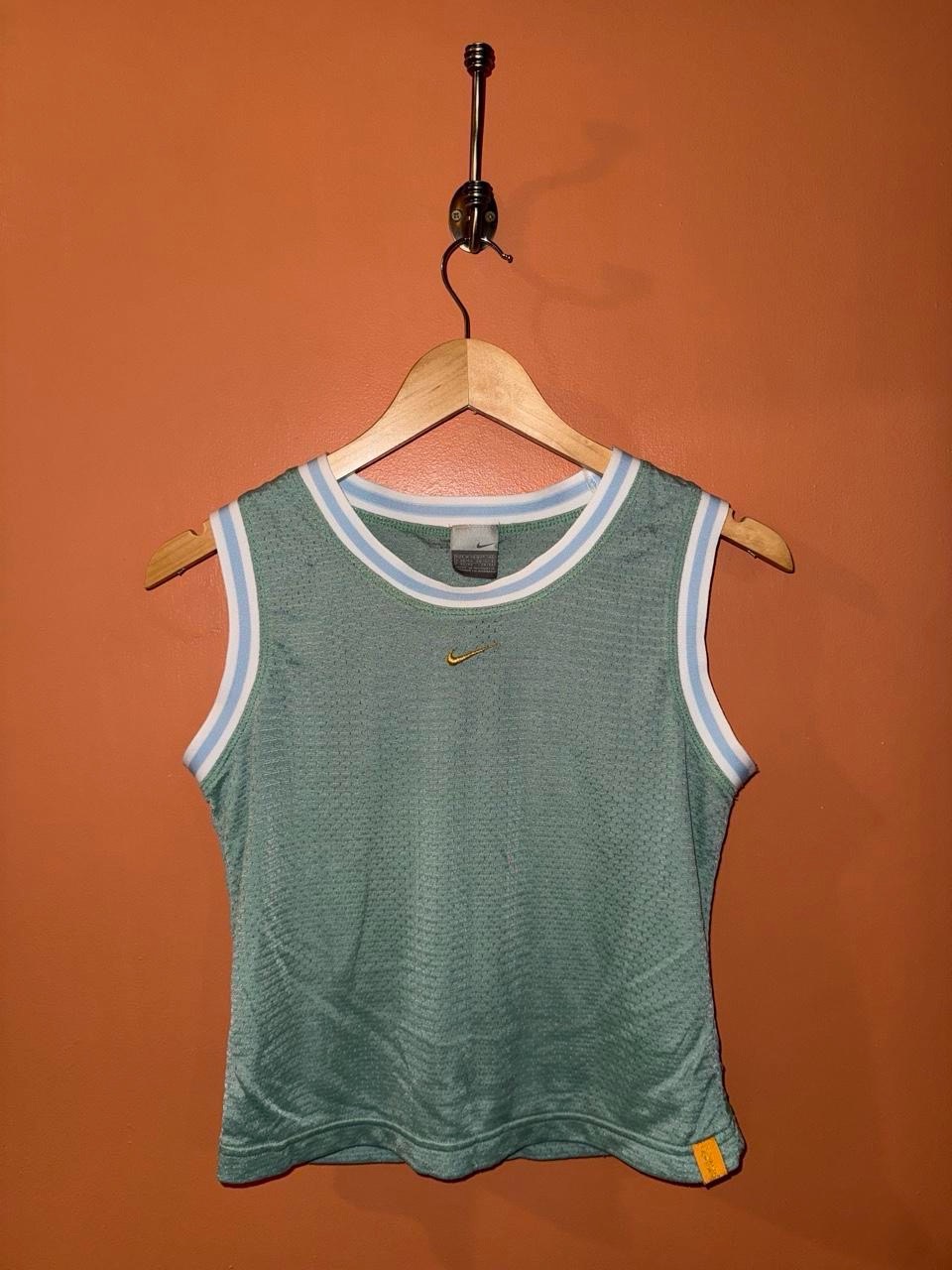 Vintage Y2K Nike Vest Top Light Green With Centre Swoosh Logo & Just Do It Back Print Women’s M