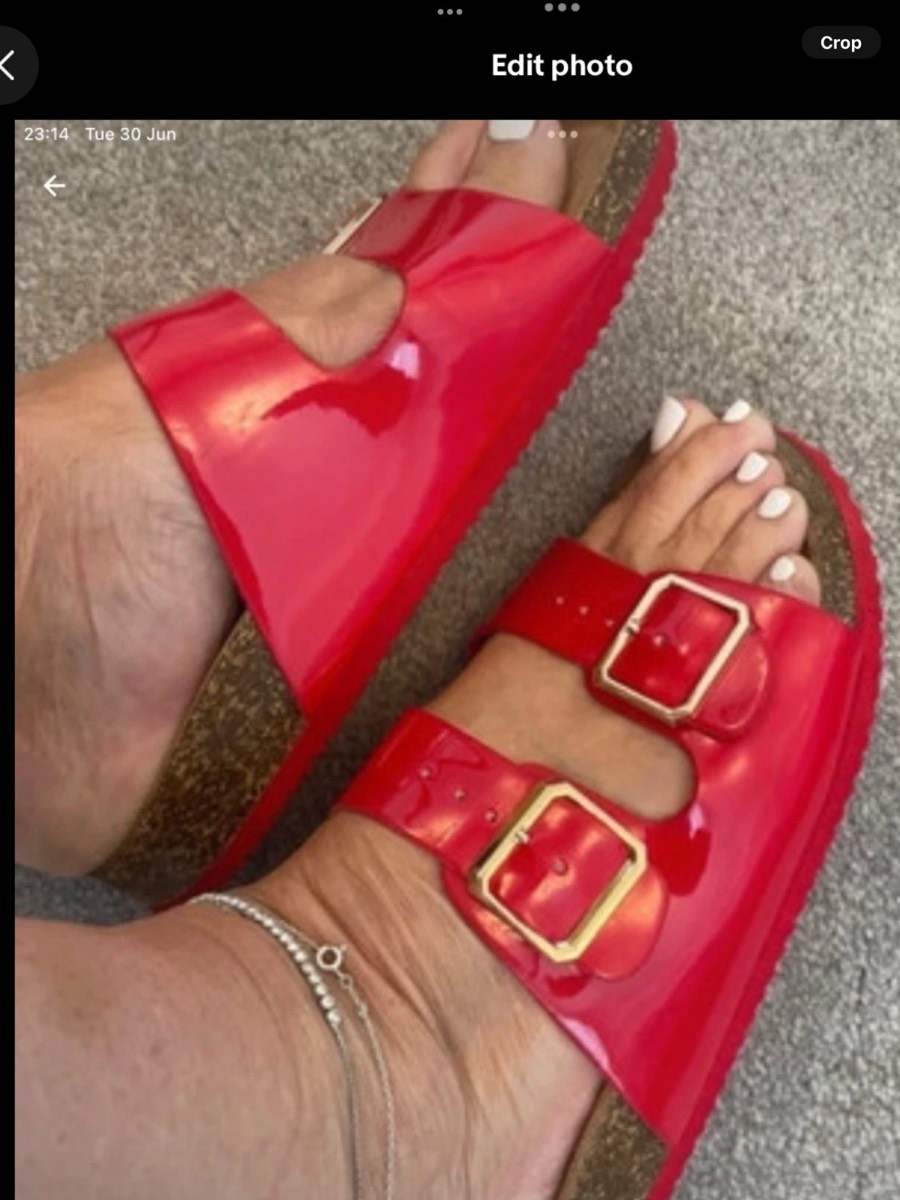 Red patent sliders 4