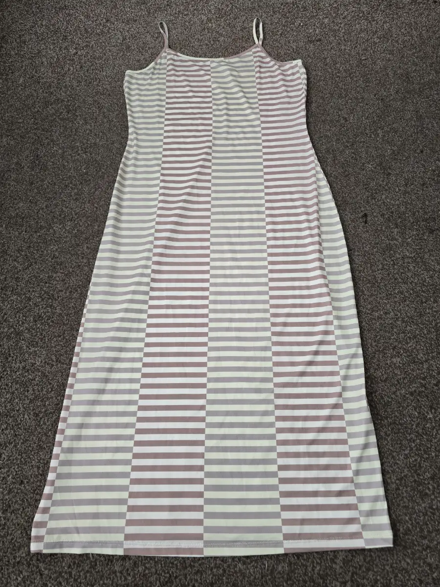 VILA Ladies Yellow, Brown and Beige Striped Cami Maxi Dress Size L Summer Holiday Midi/Maxi Dress