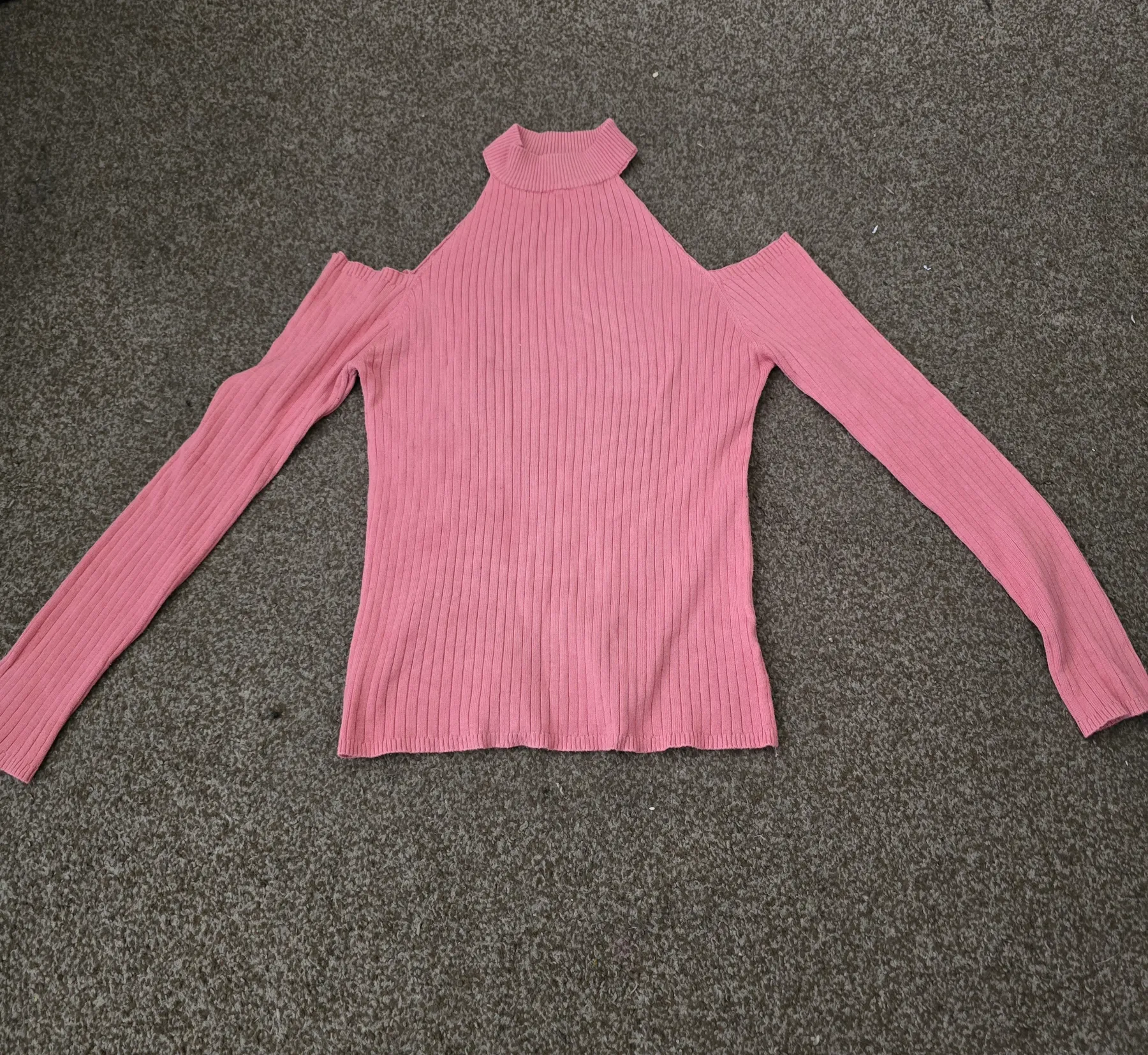 Ladies Ambiance Pink Ribbed Jumper – Size Large