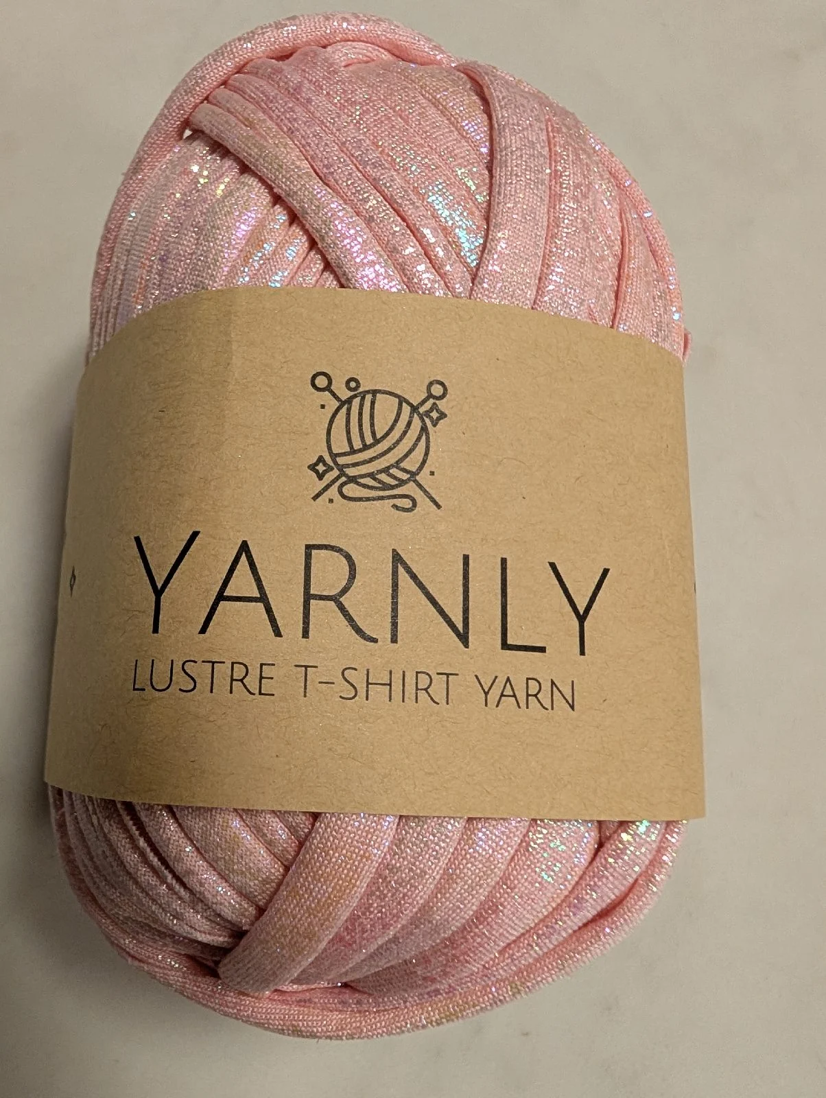 Yarnly pink Lustre tshirt yarn crochet