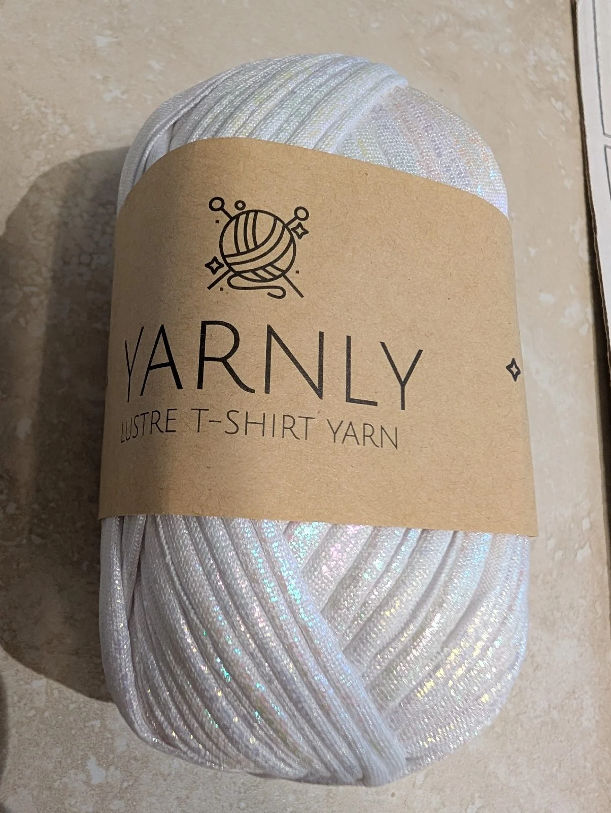 Yarnly white Lustre tshirt yarn crochet