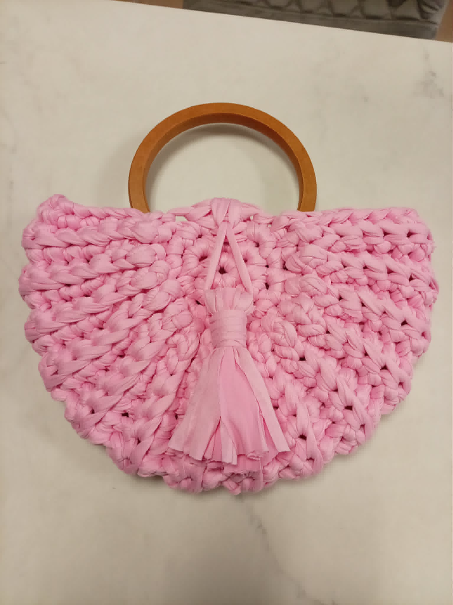 Handmade Pink Crochet Handbag
