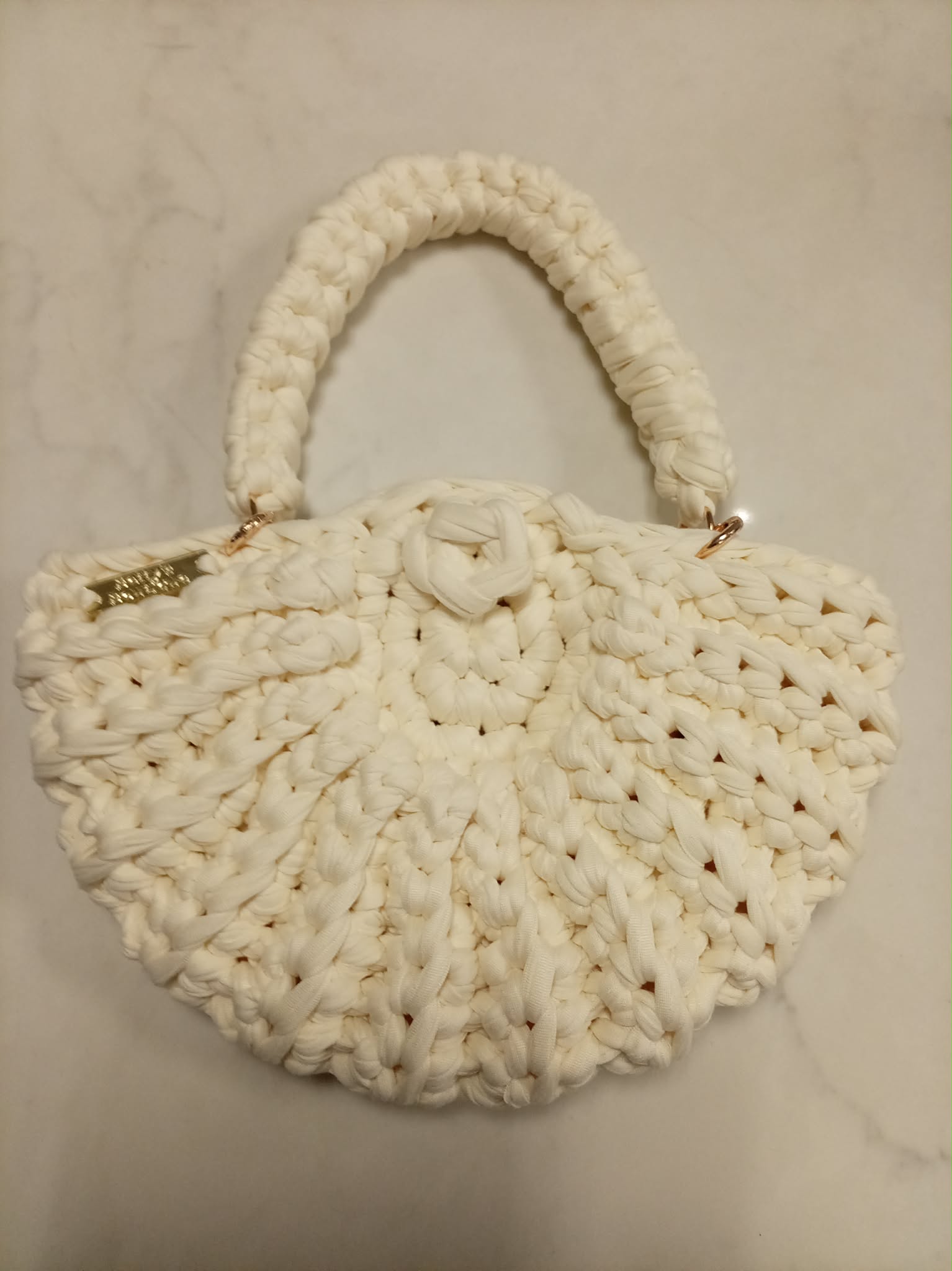 Handmade Cream Crochet Handbag Womens Brand New