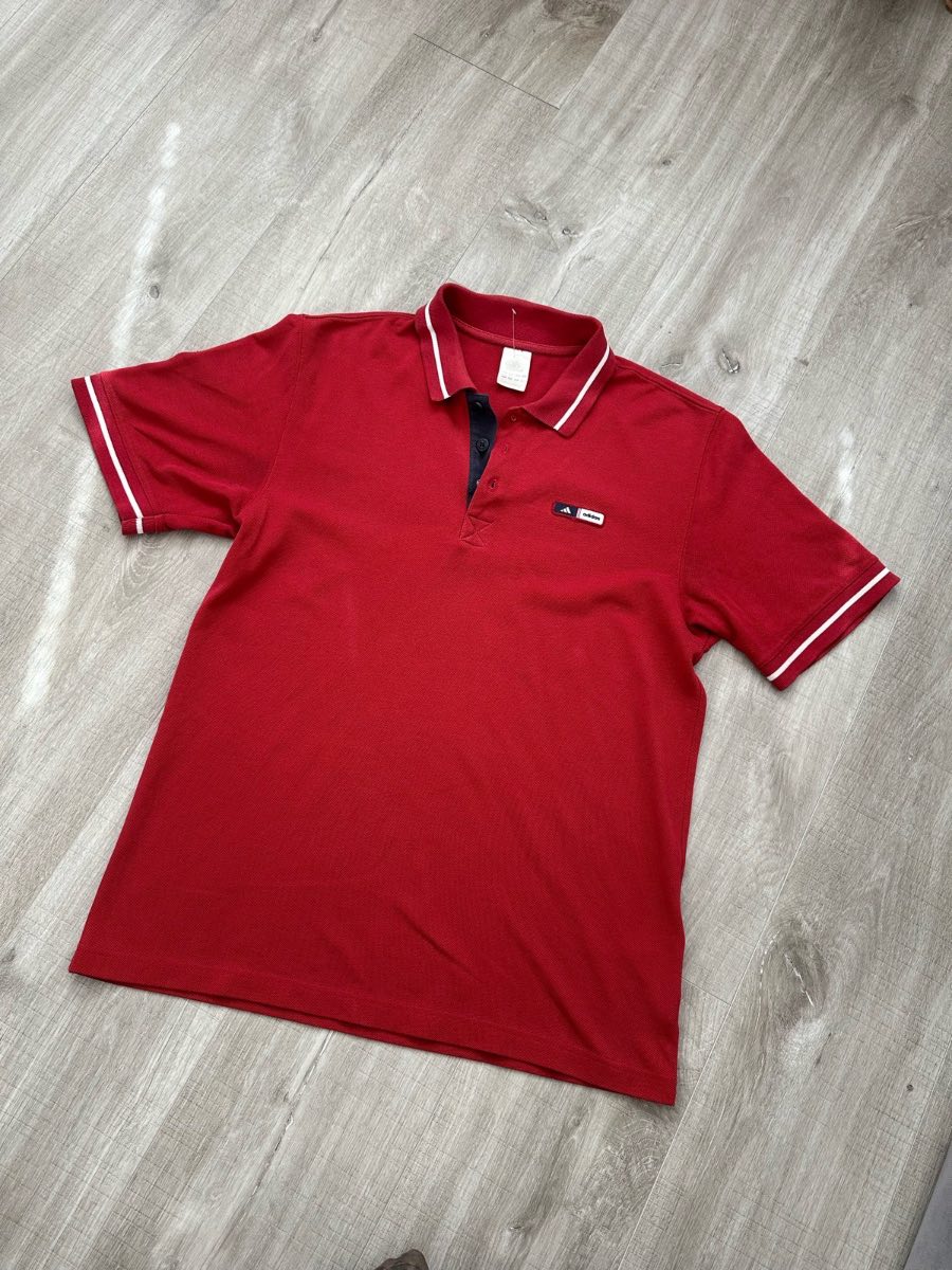 Vintage Adidas Polo Shirt Red Small