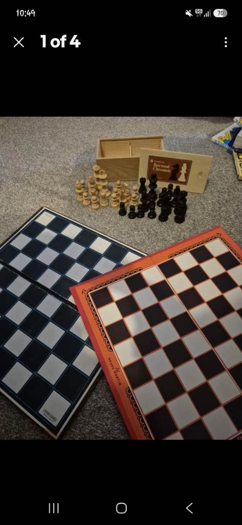 Wooden chest board x2 and pieces