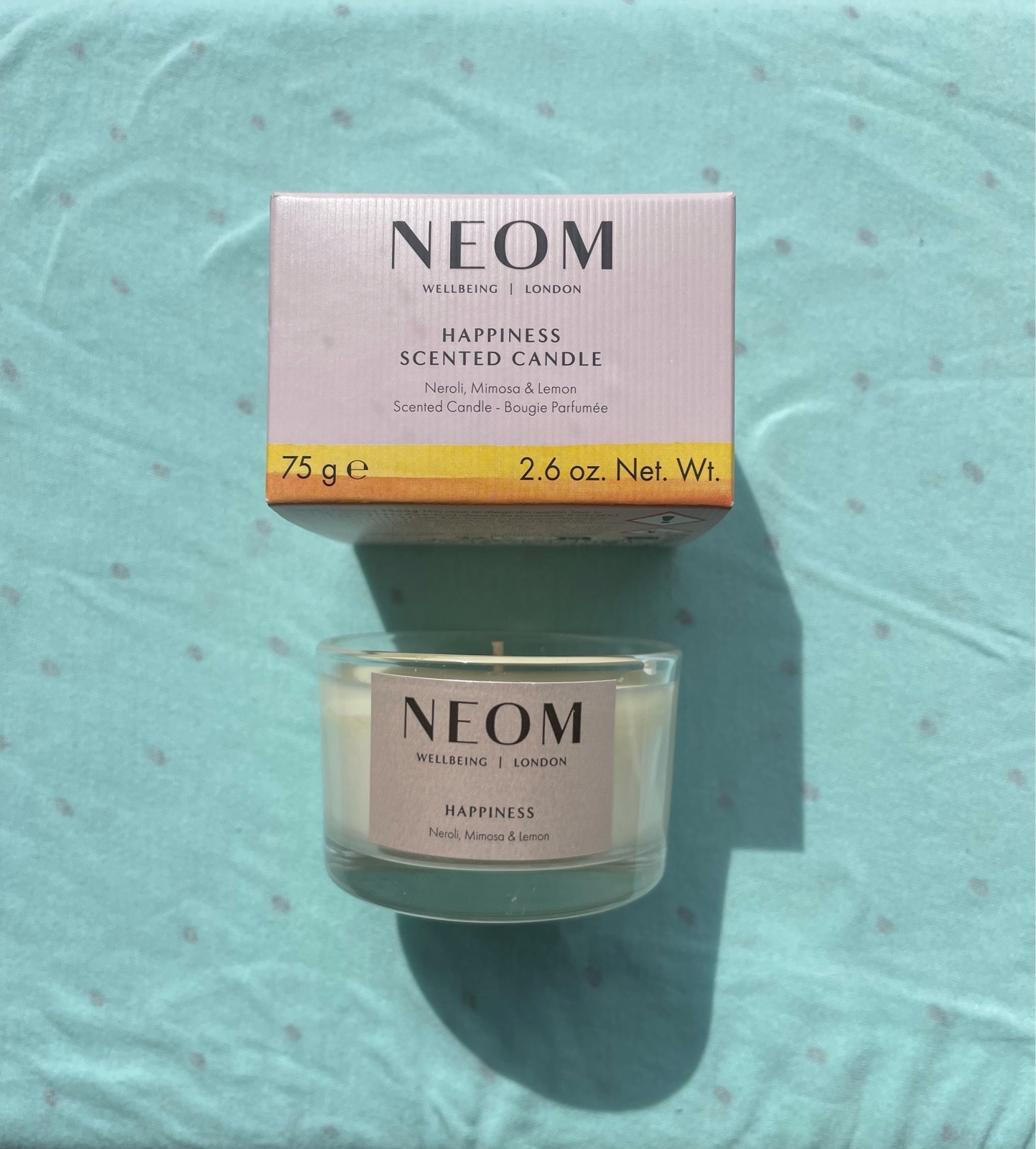 NEOM ~ Happiness Scented Candle ~ Travel Size 75g ~ New In Box ~ Unused