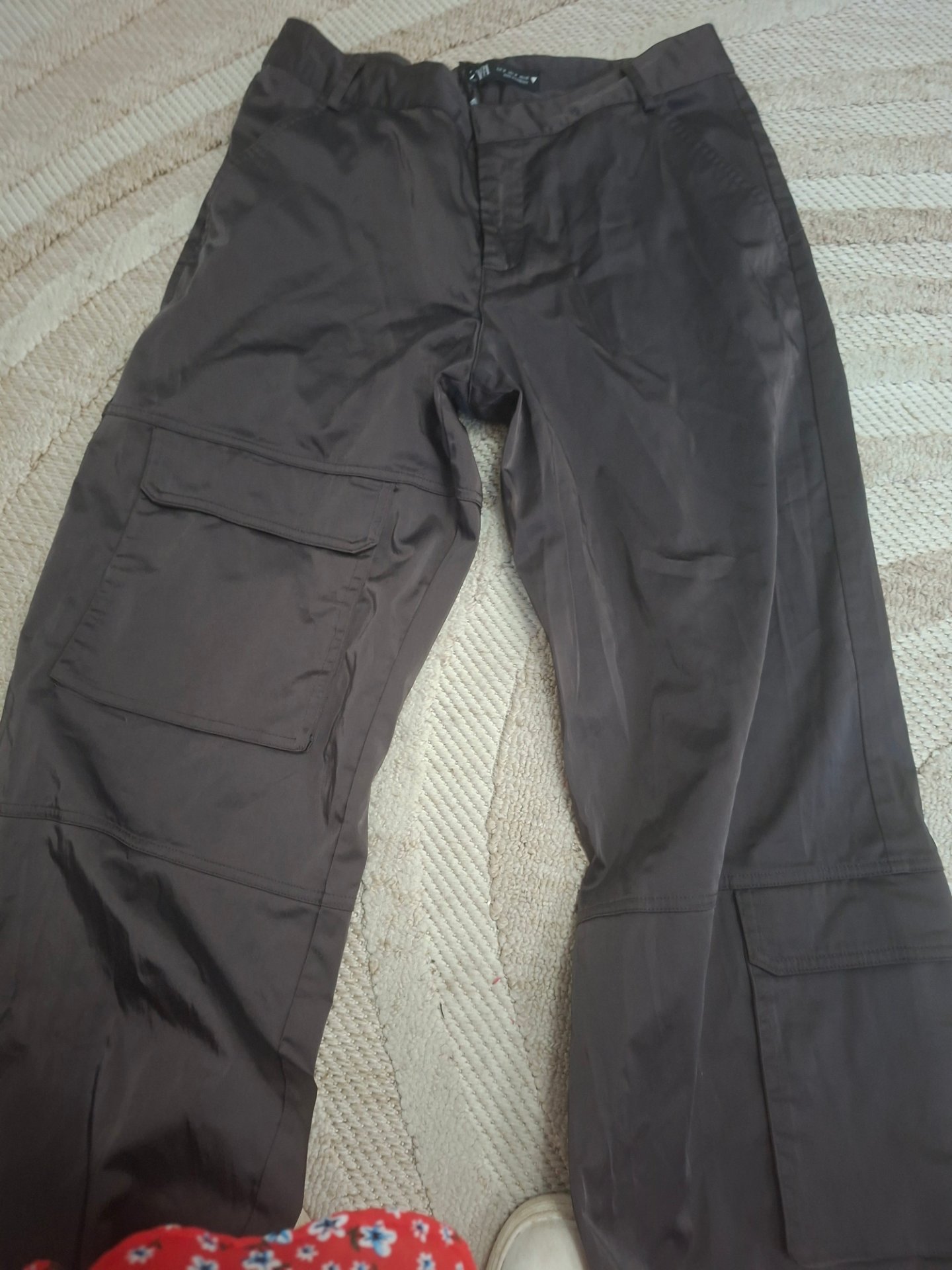 Zara trousers cargo pocket brown satin size M