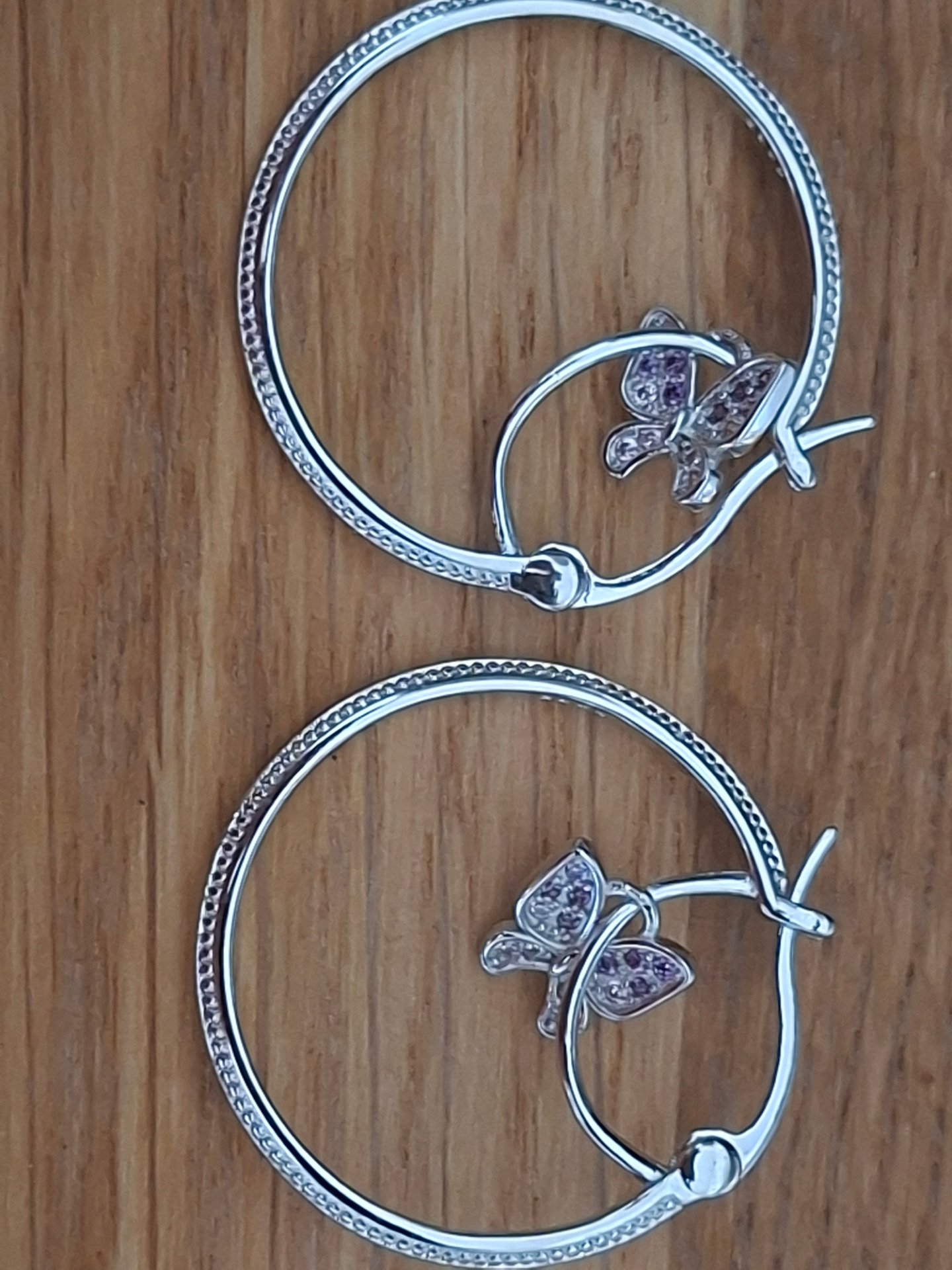 Earings butterfly 925 silver earing hoops