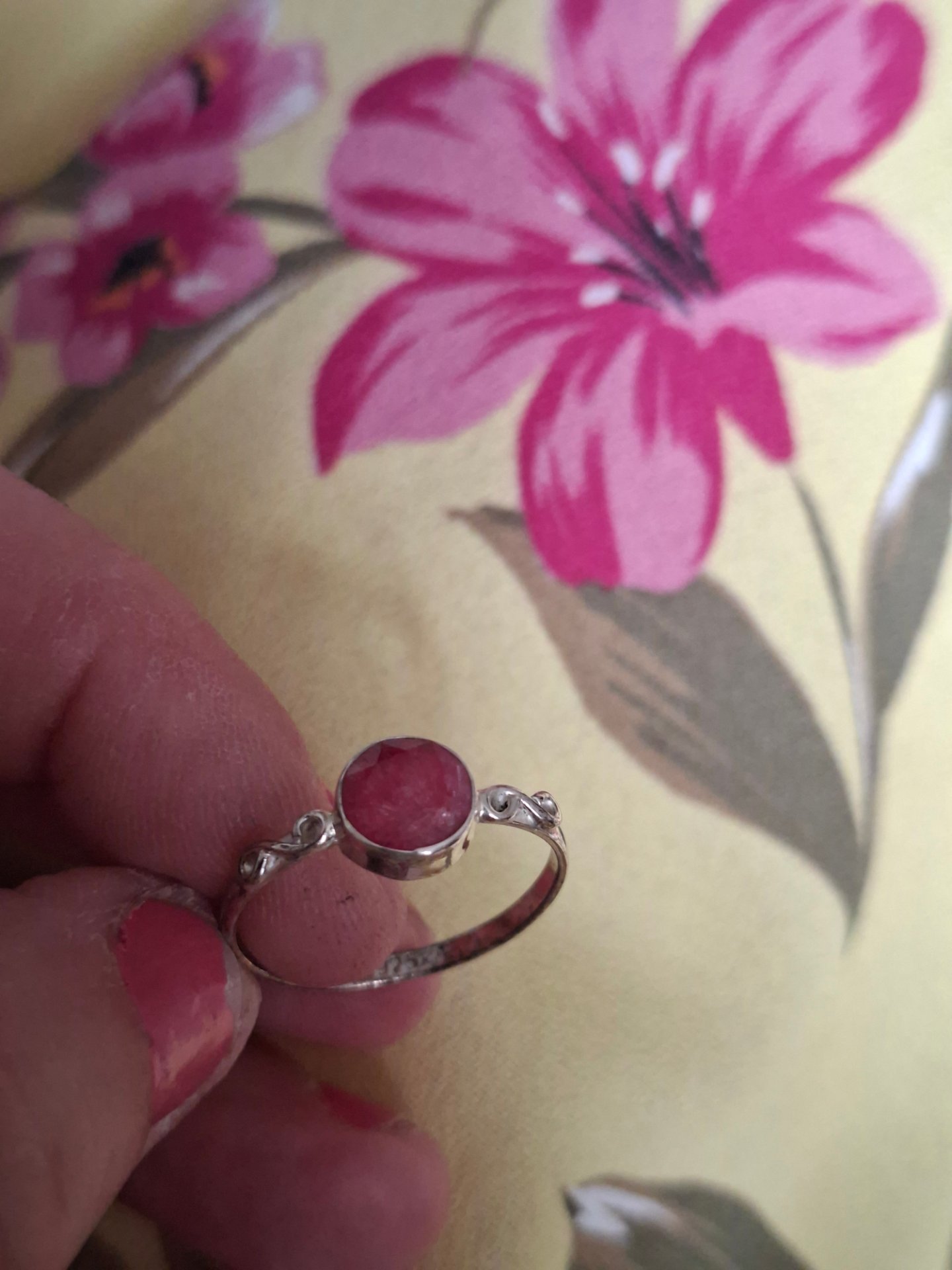 Ruby 925 solid silver ring size R