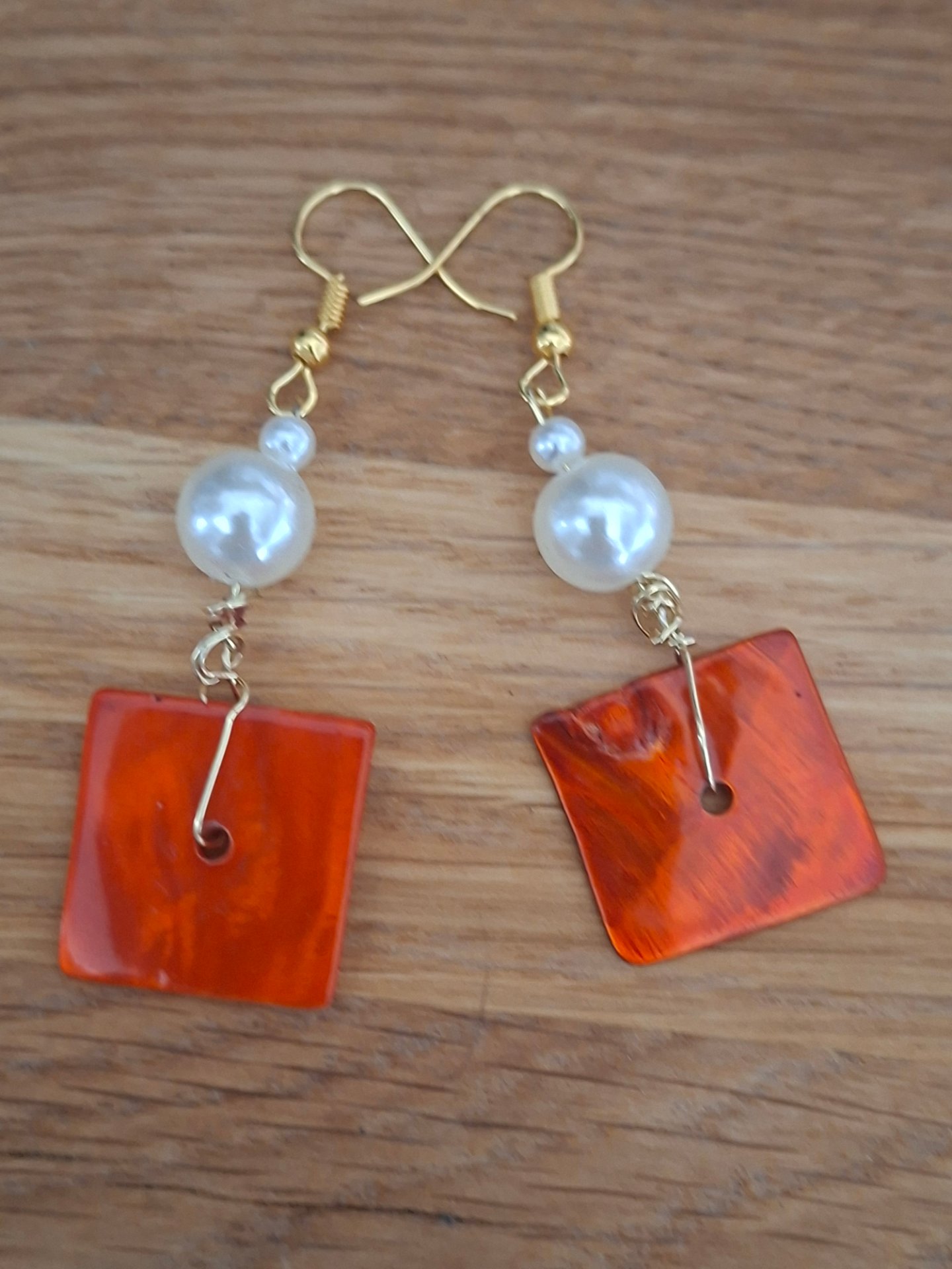 Earings square medium dangle earings orange beautiful on