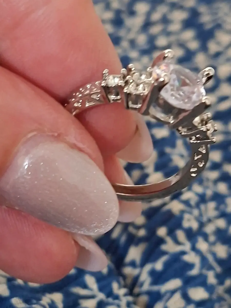 Silver plated cubic zircon stone ring R1/2