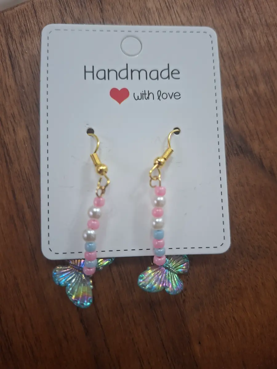 Butterfly earings blue pink earings