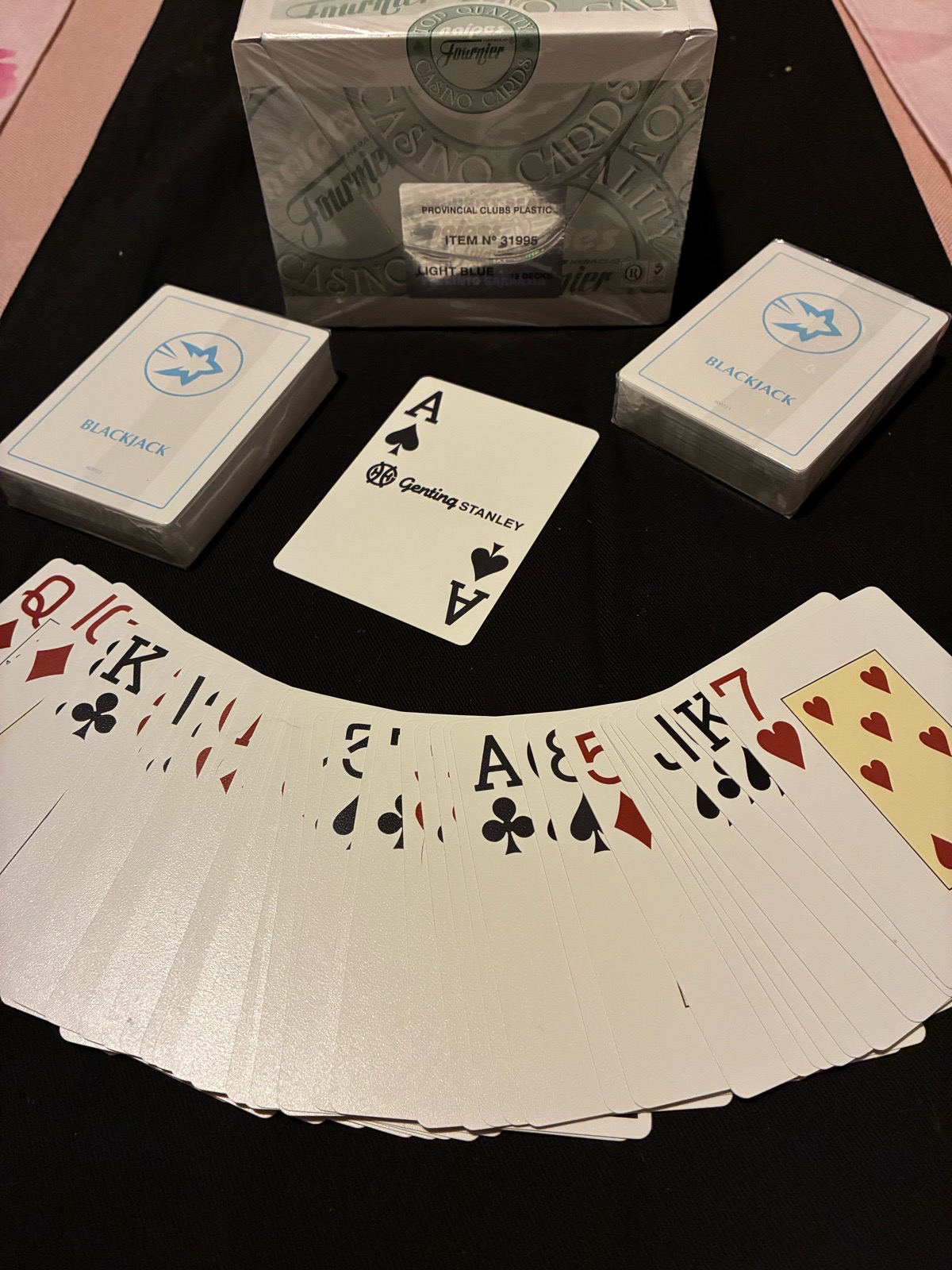 Fournier Casino Cards - 12 Decks, Light Blue, New and Sealed