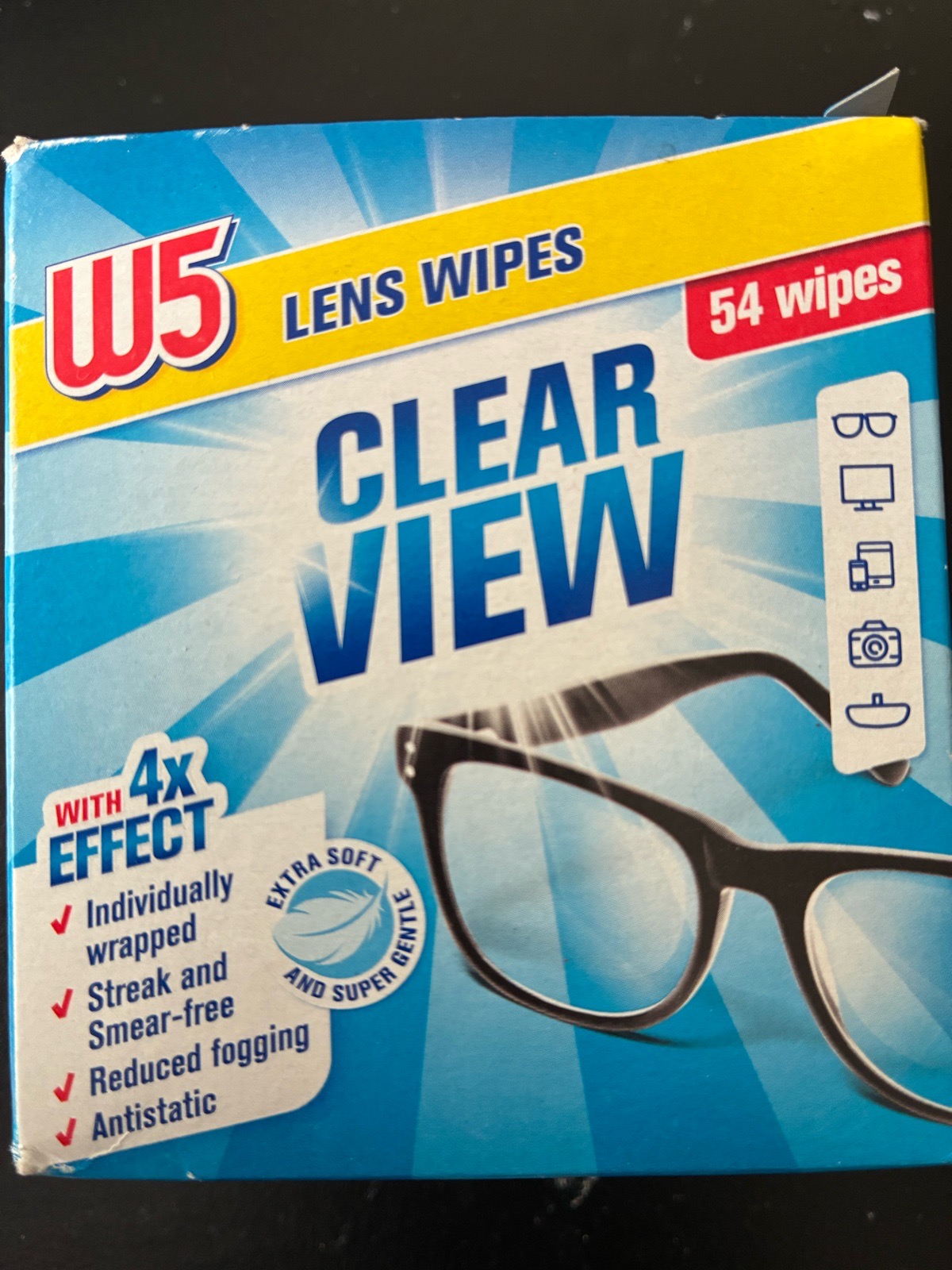 W5 Clear View Lens Wipes - 54 Individually Wrapped Wipes