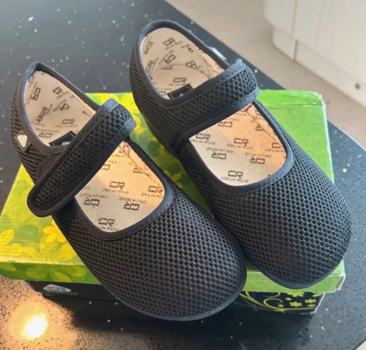 Celia Ruiz black Velcro shoe wide fit size 6 boxed