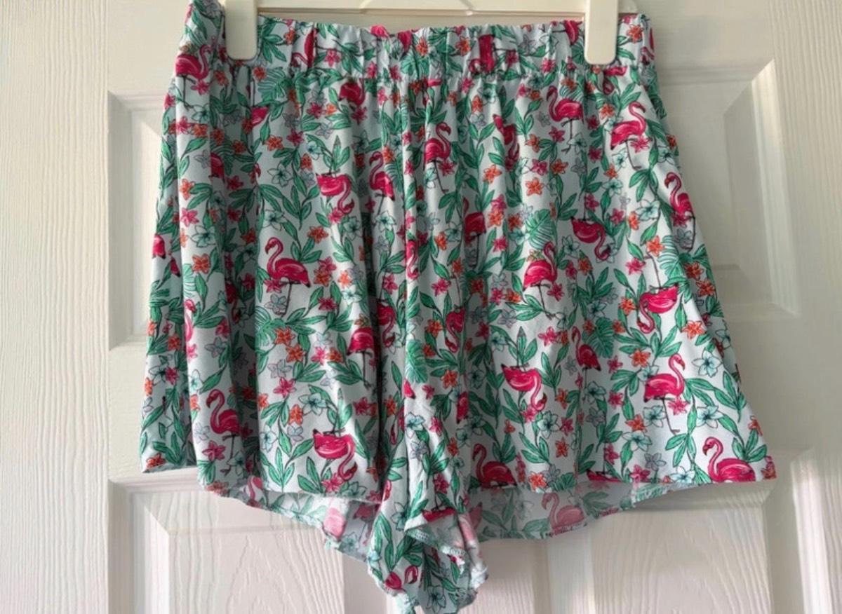 Debenhams redherring tropical flamingo print shorts elasticated waist ladies size 14