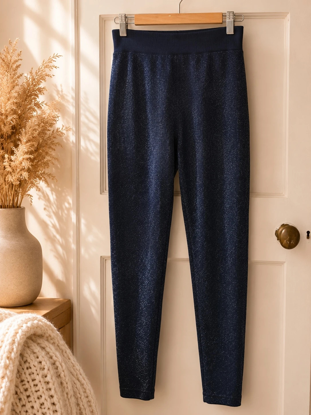 South Beach Navy Sparkle Glitter Leggings – Size M/L