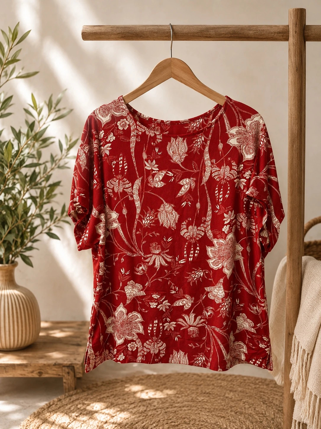 M&S Rust Red Floral Top – Size 18 – New With Tags