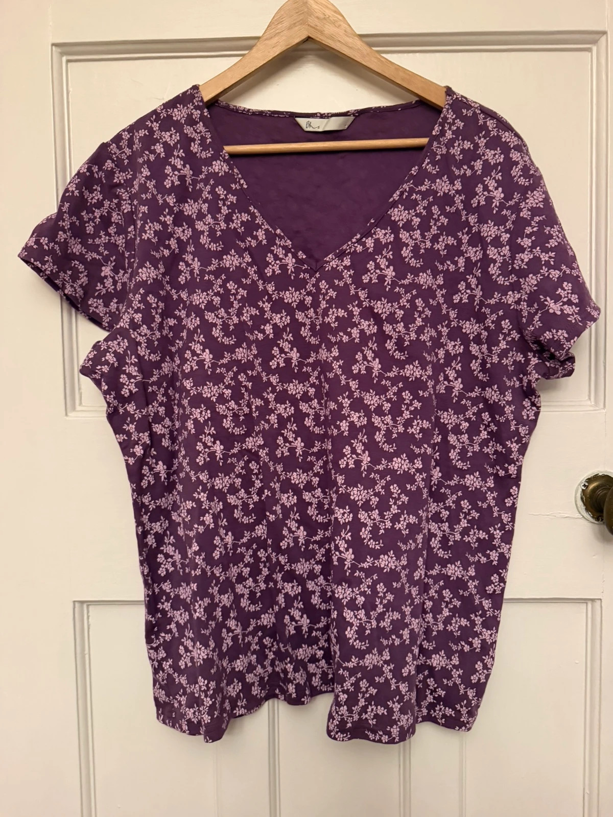 BHS Purple Floral Cotton Top – Size 22