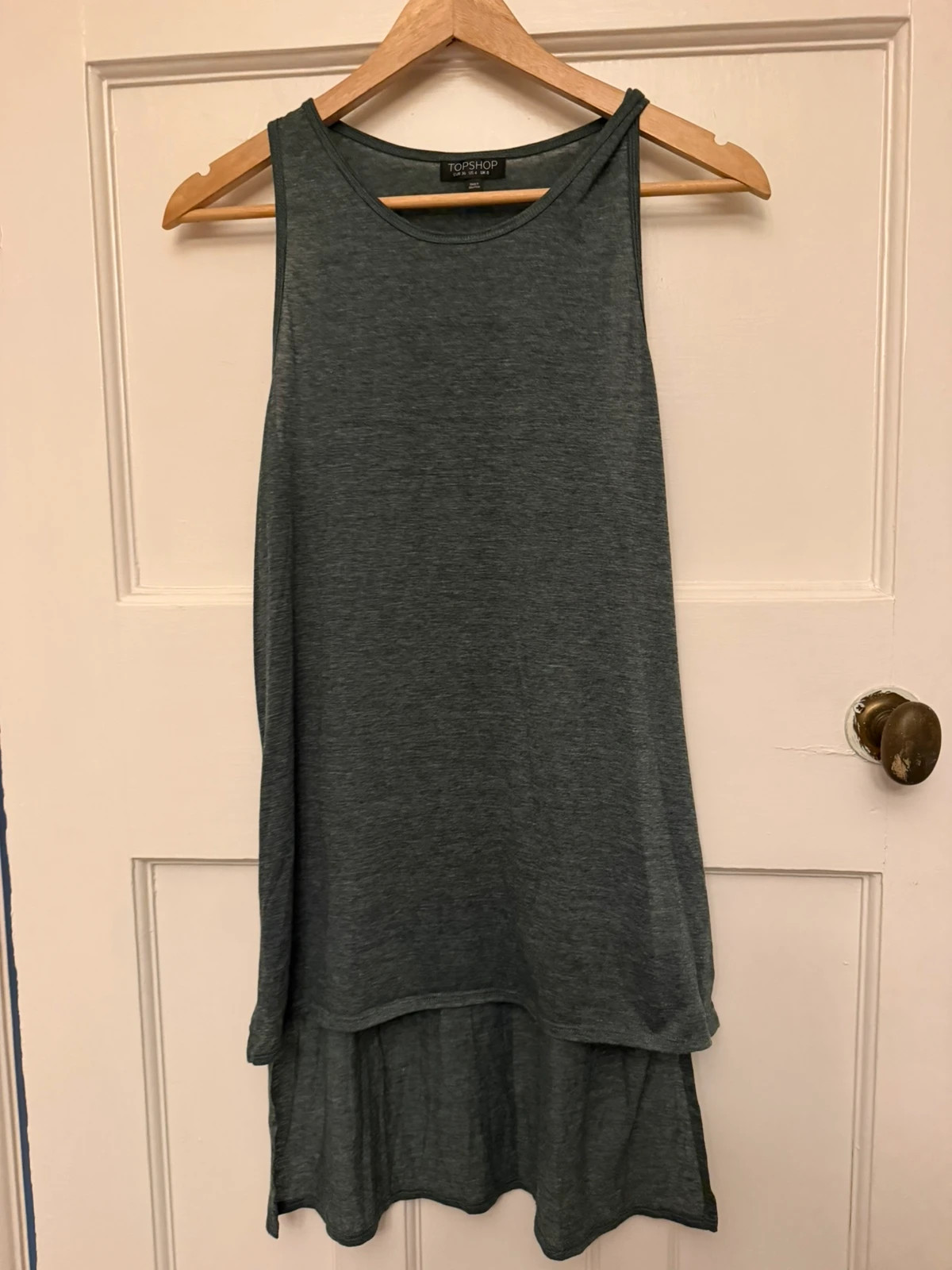 Topshop Charcoal Grey Layered Longline Vest Top – Size 8