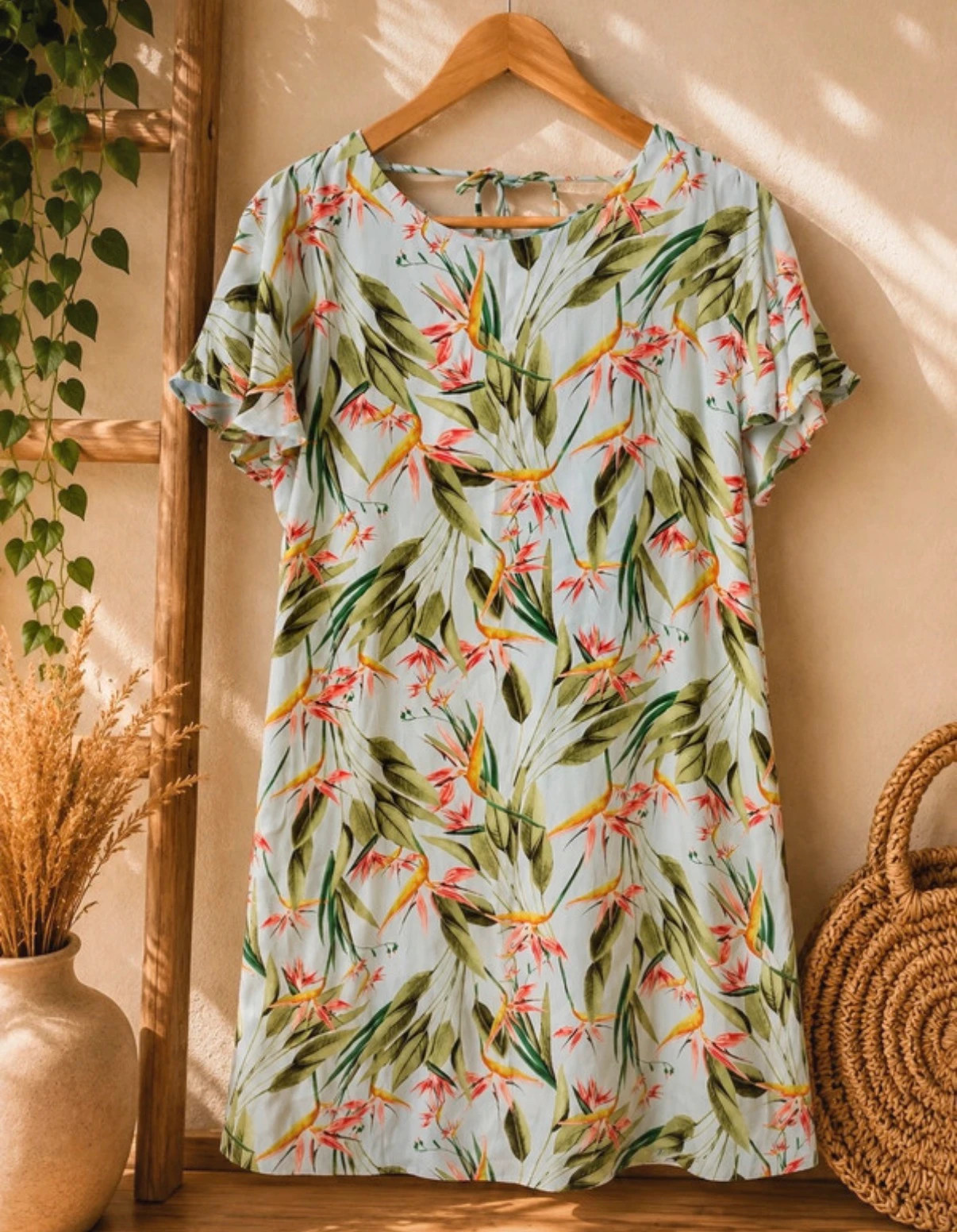 Zara Basic Tropical Floral Shift Dress – Size S