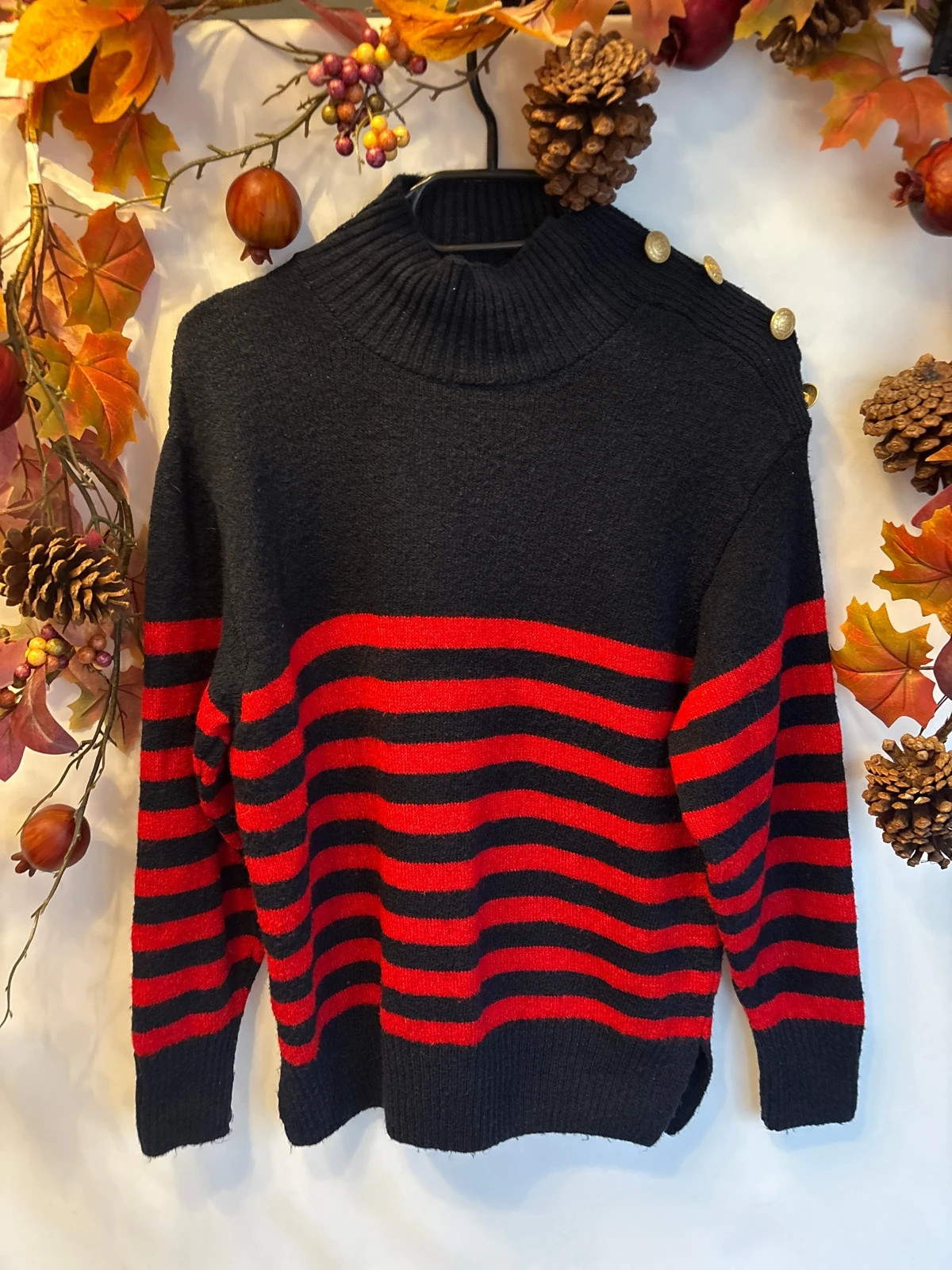 George red and black jumper with button details size 8-10
