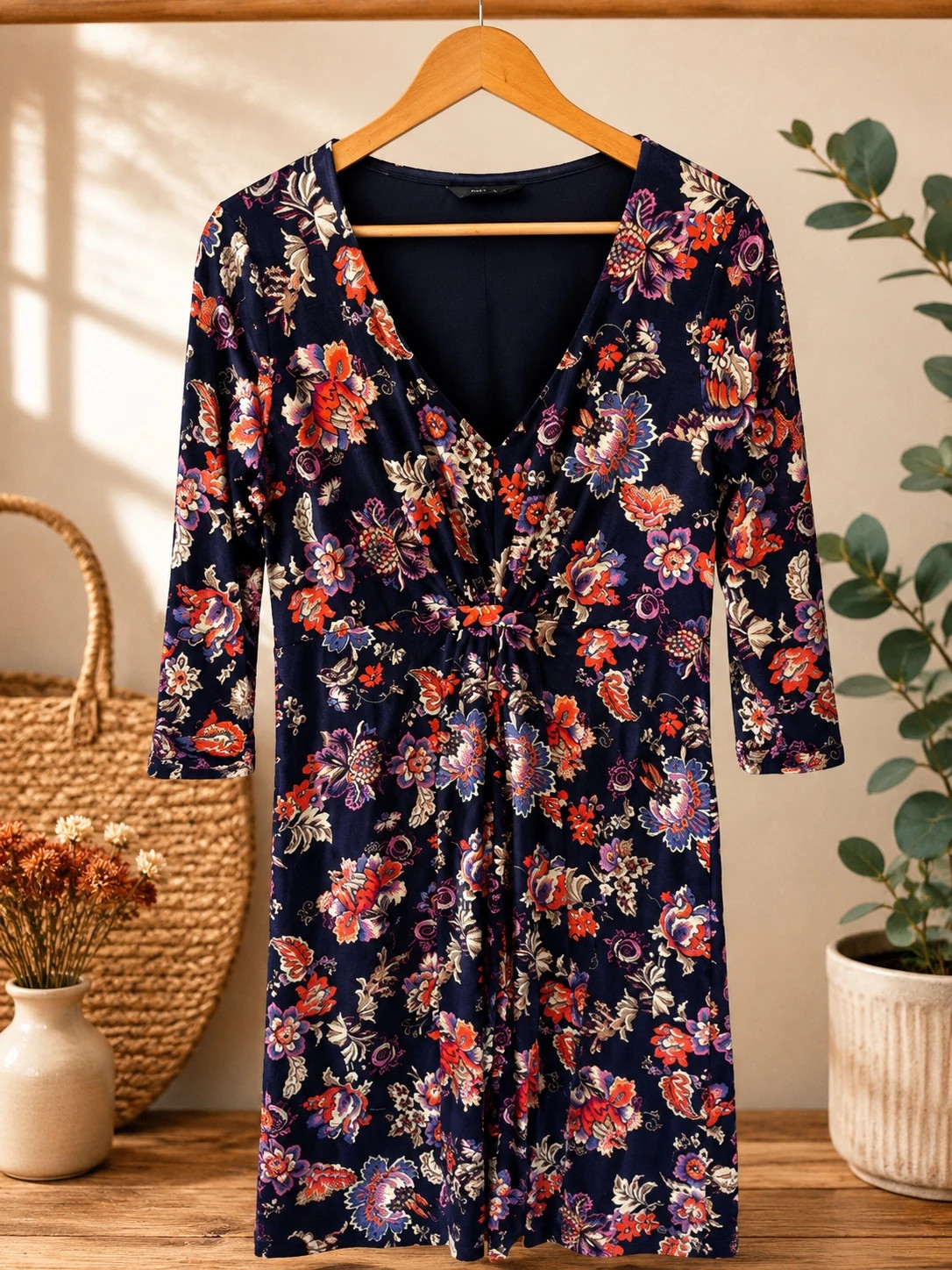 M&Co Navy Floral Dress – Size 16