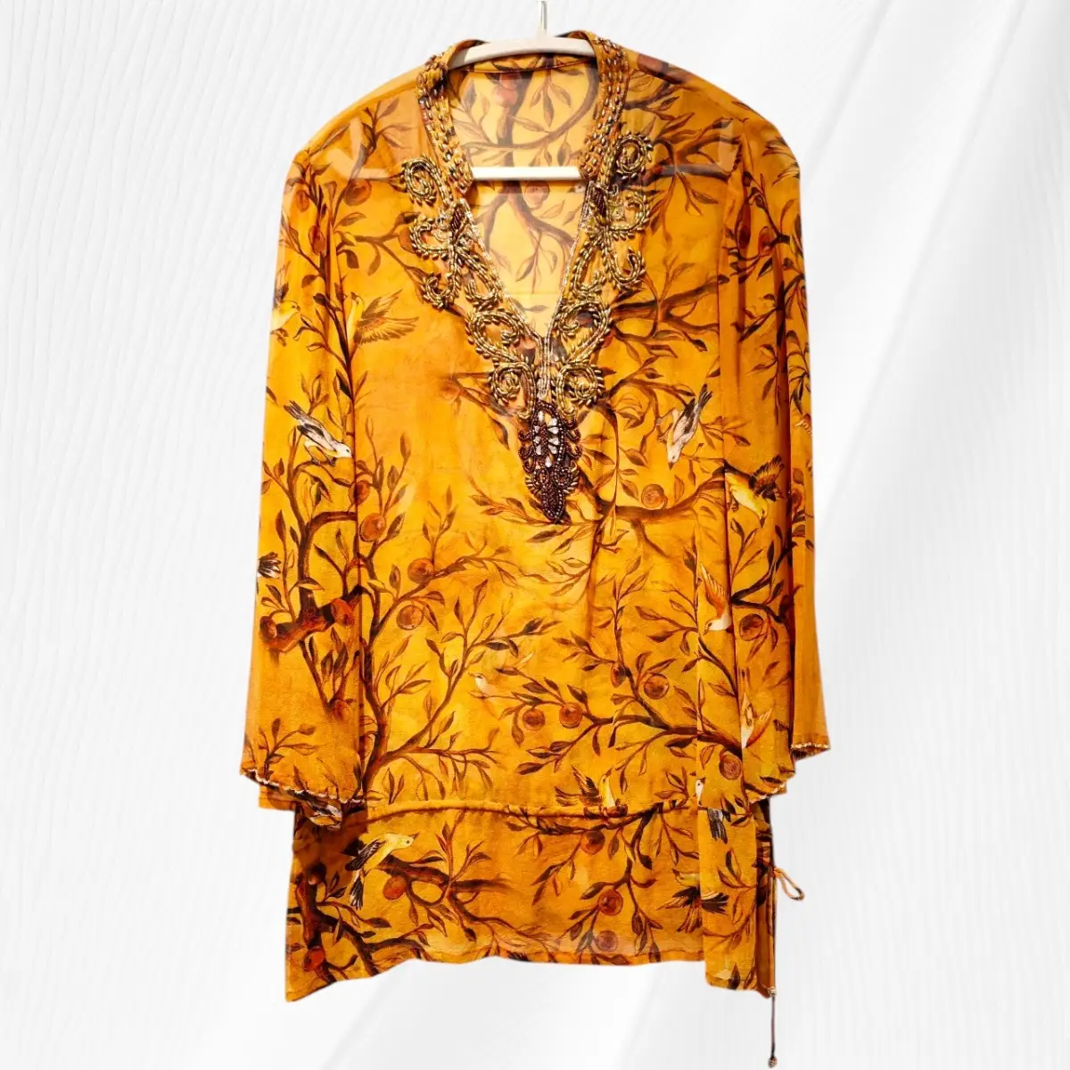 Mulberry Silk Boho Tunic Blouse | UK 10–12
