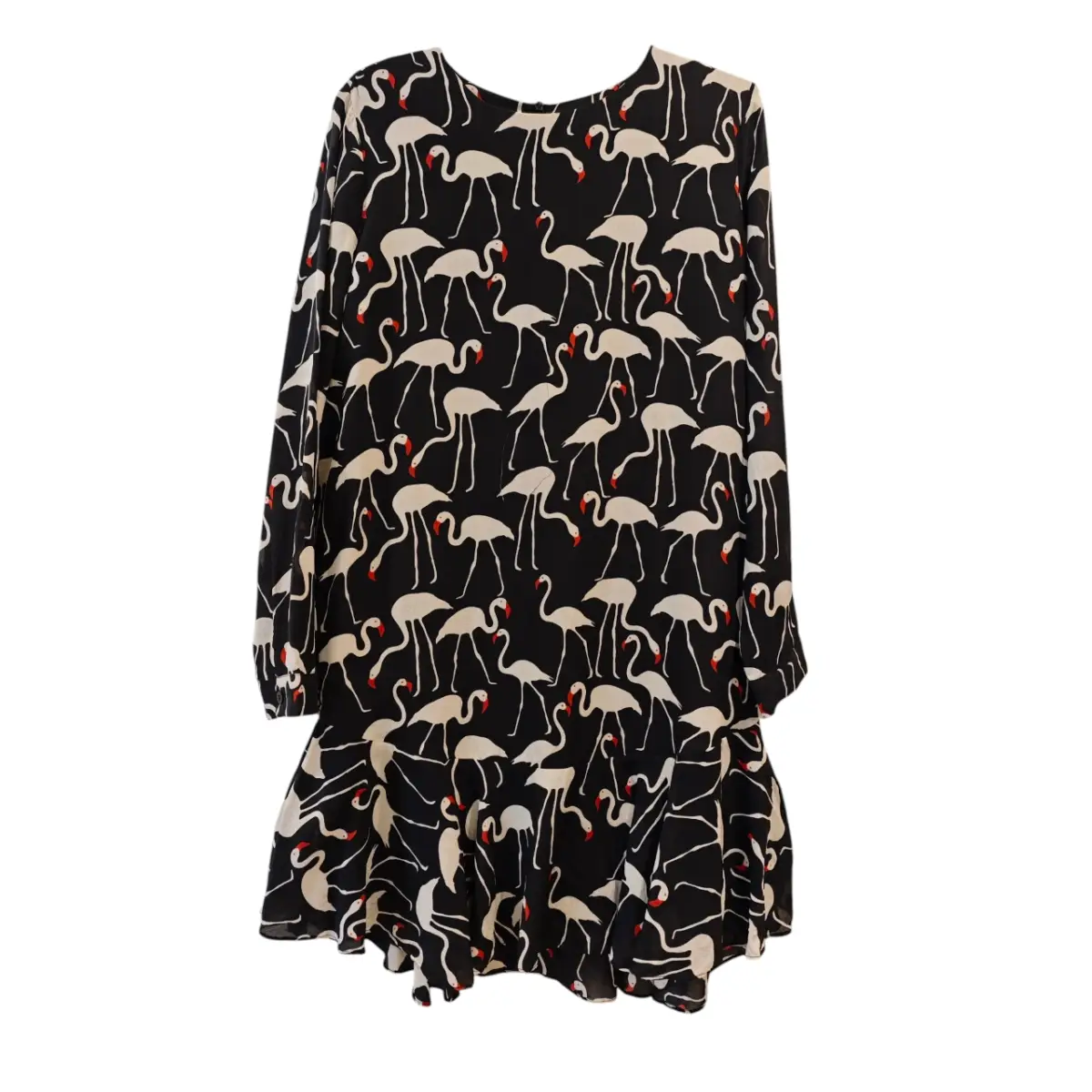 Vintage Pure Mulberry Silk Flamingo Print Dress UK 10–12