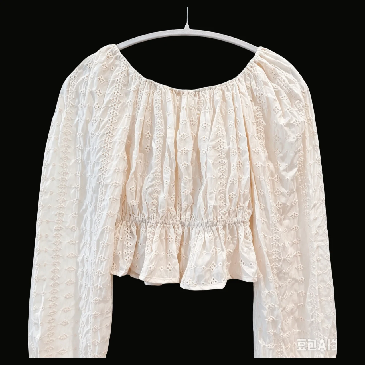 Cream Eyelet Lace Tie Front Crop Blouse Cotton UK 6 Cottagecore