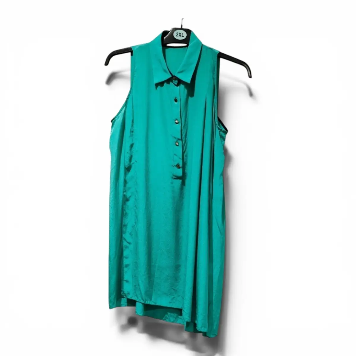 Mo&Co 100% Mulberry Silk Green Sleeveless Longline Blouse UK 8–10