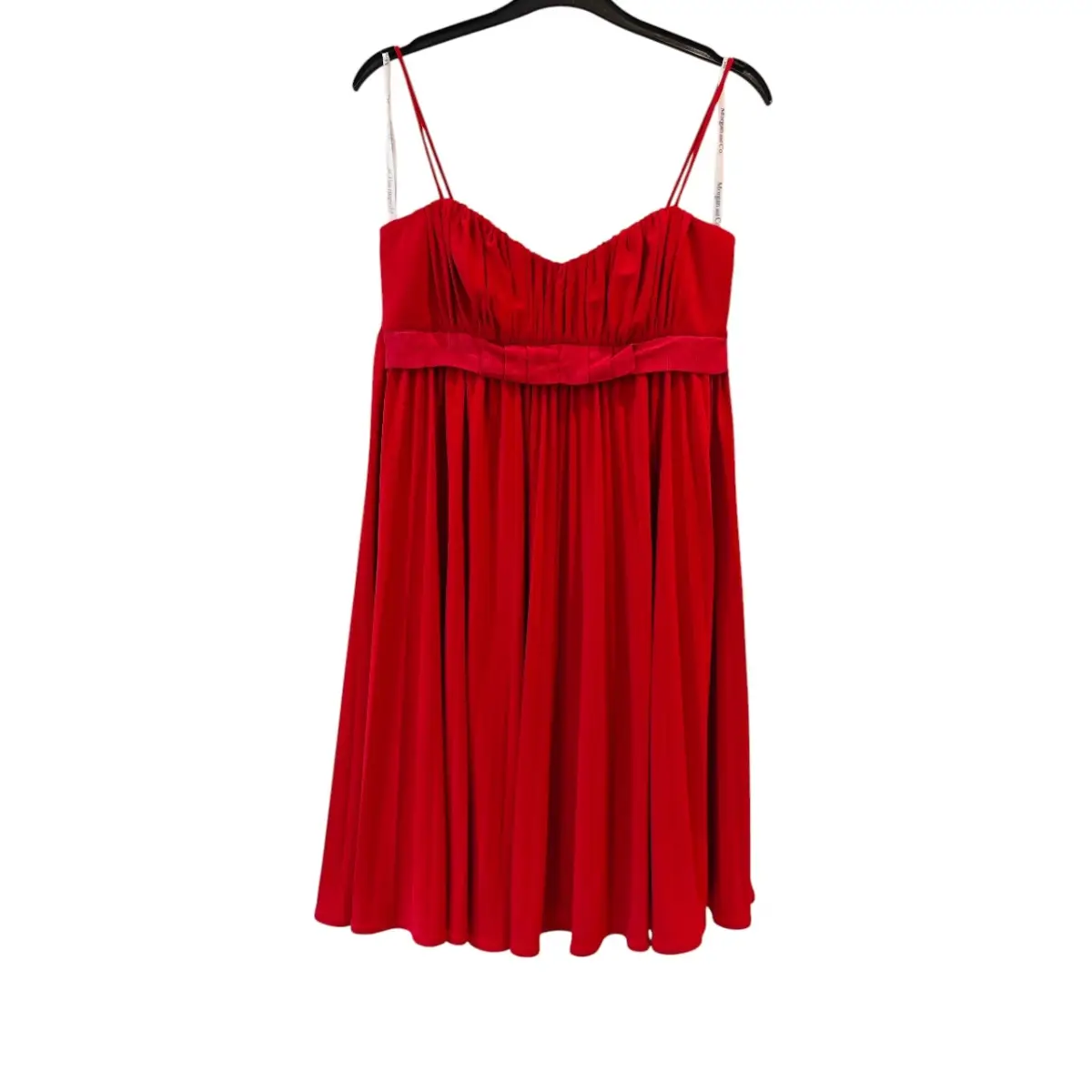 Vintage Red Pleated Mini Dress UK 10 Spaghetti Strap Party Evening Dress