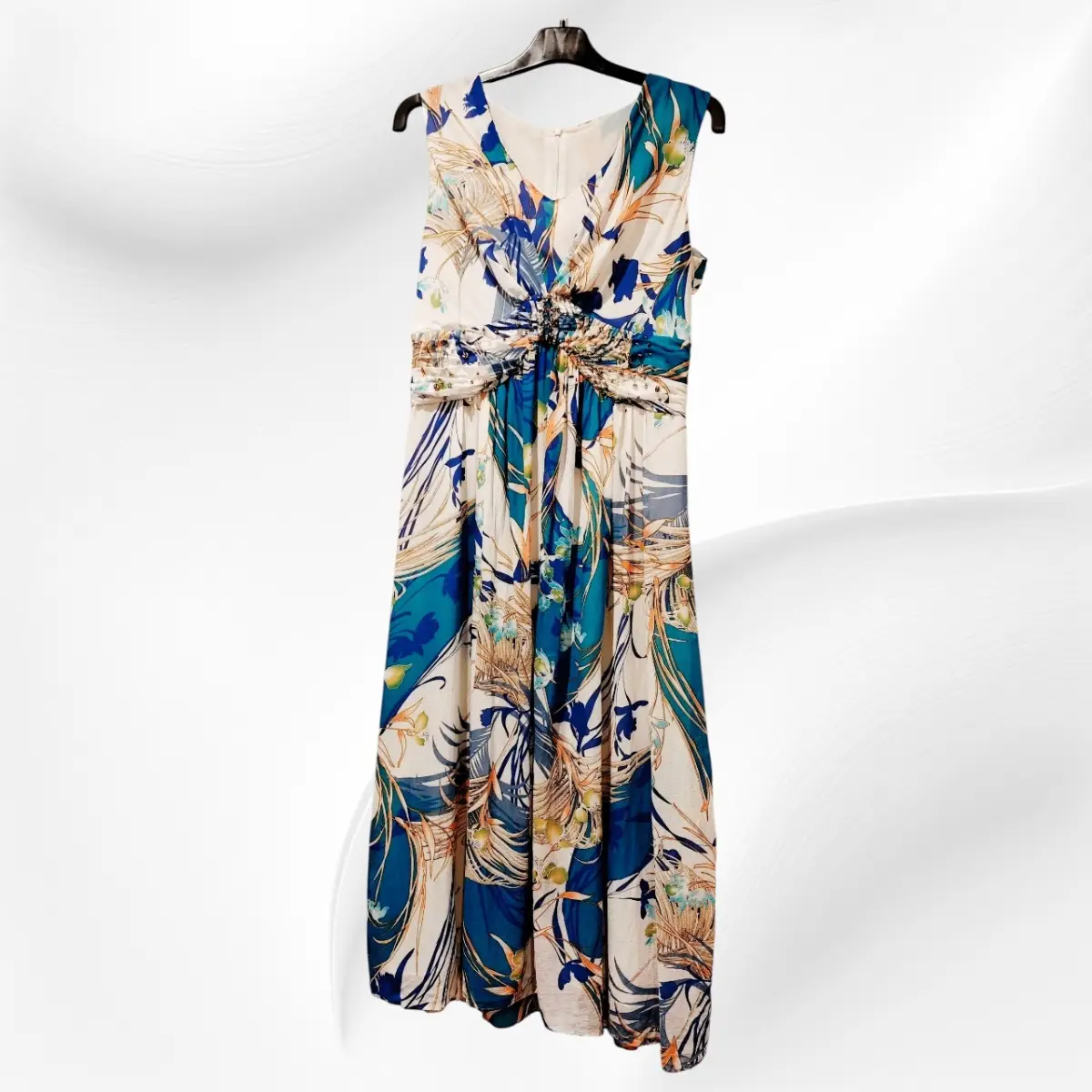 Pure Mulberry Silk Blue & White Maxi Dress size 10
