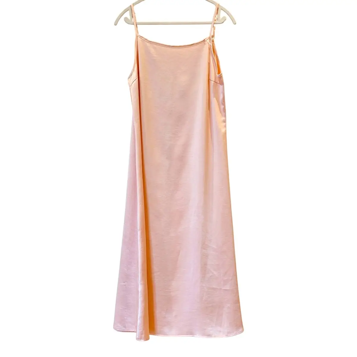 Pink Satin-Feel Slip Midi Dress | New With Tags | UK 10–12