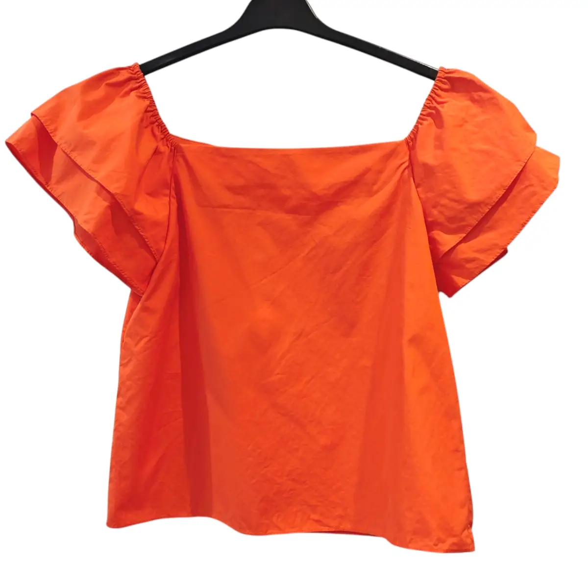 Alice + Olivia Orange Off-Shoulder Ruffle Blouse – 100% Cotton – UK 6–8