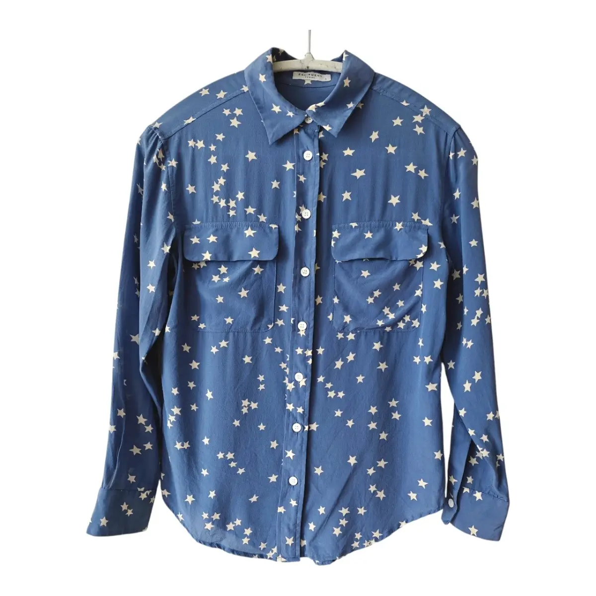 Equipment 100% Mulberry Silk Blue Star Print Button-Up Shirt UK 8–10