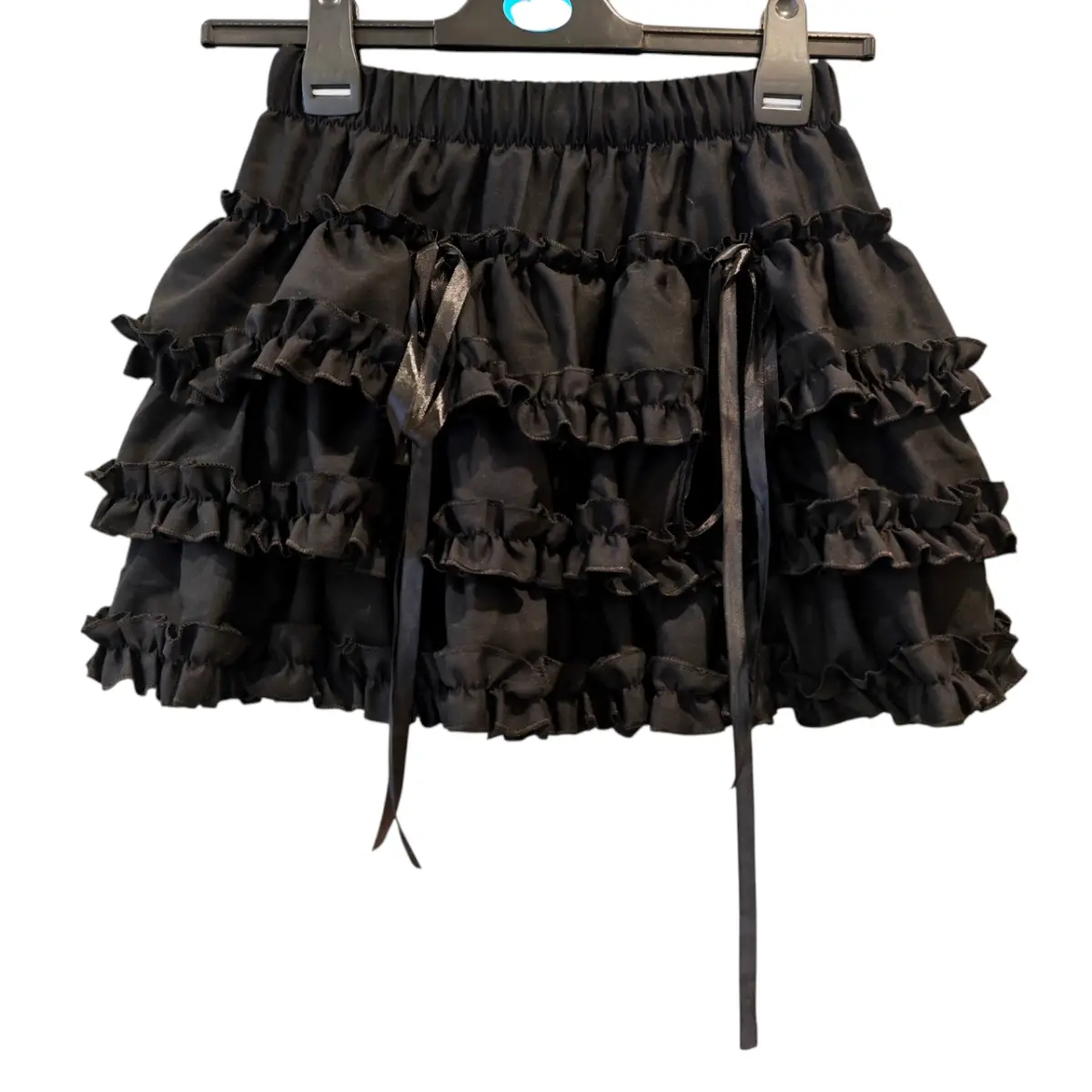 Black Ruffle Mini Skirt with Built-In Shorts | Y2K Goth Alternative | UK 8–10 | New With Tags